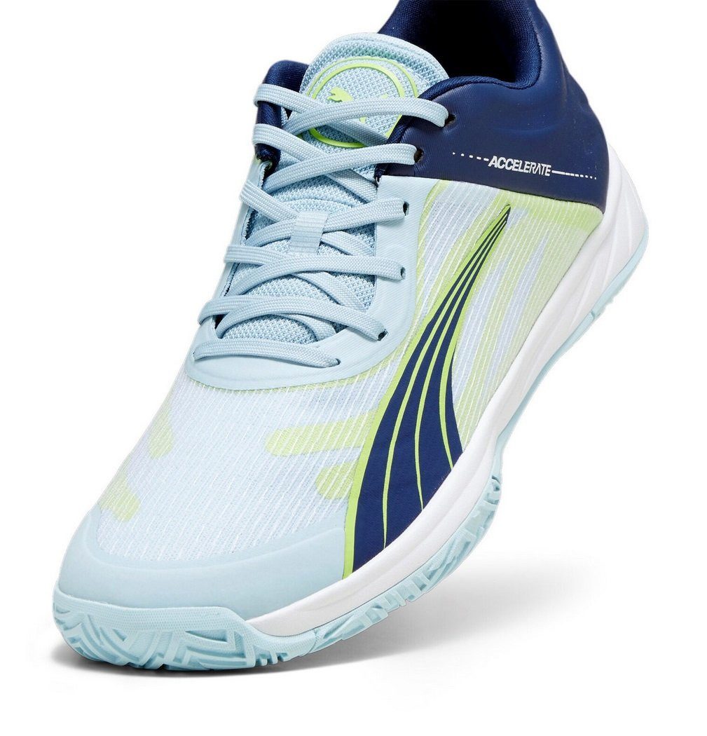 PUMA Hallen-Indoorschuhe Accelerate Turbo dunkelblau/hellblau/grün Herren Badmintonschuh – Bild 4 von 5