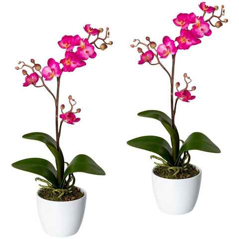 Kunstpflanze Orchidee Phalaenopsis Orchidee, Creativ green, Höhe 55 cm, im Keramiktopf