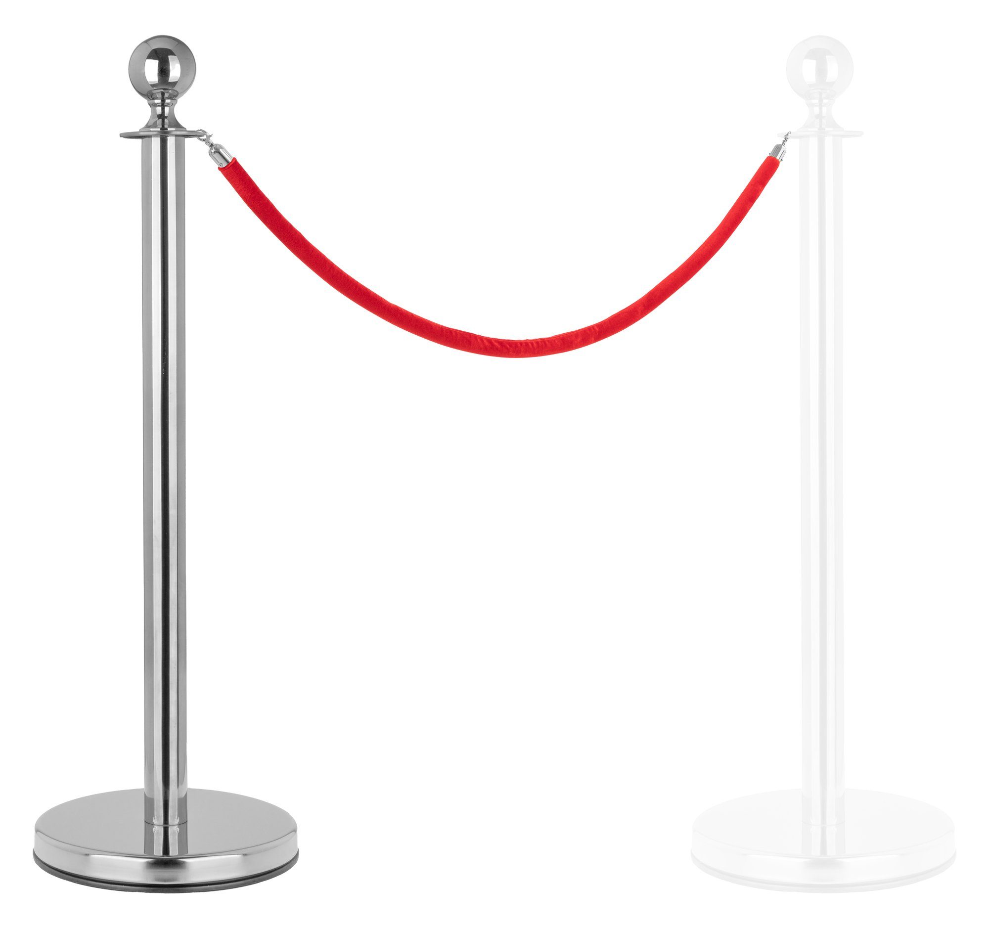 Stagecaptain Absperrpfosten PLS-150 Absperrständer Personenleitsystem (1.1 Deluxe, 2-tlg., 1 Edelstahl-Stativ und 1 Seil mit 1,5 m Länge), kombinierbar mit weiteren Stativen