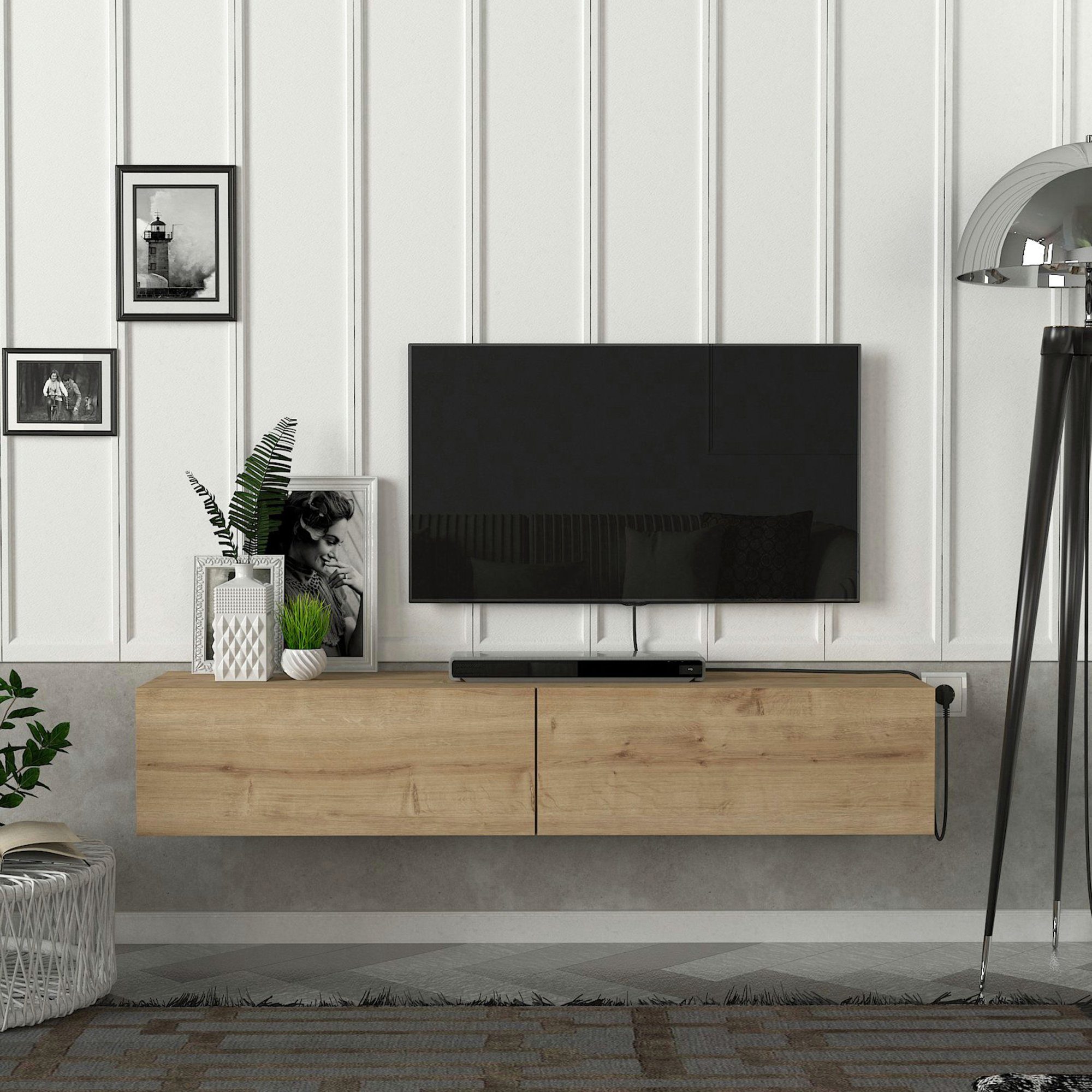 135x31x25cm »Toivakka« en.casa Eiche-Optik TV-Schrank Fernsehschrank