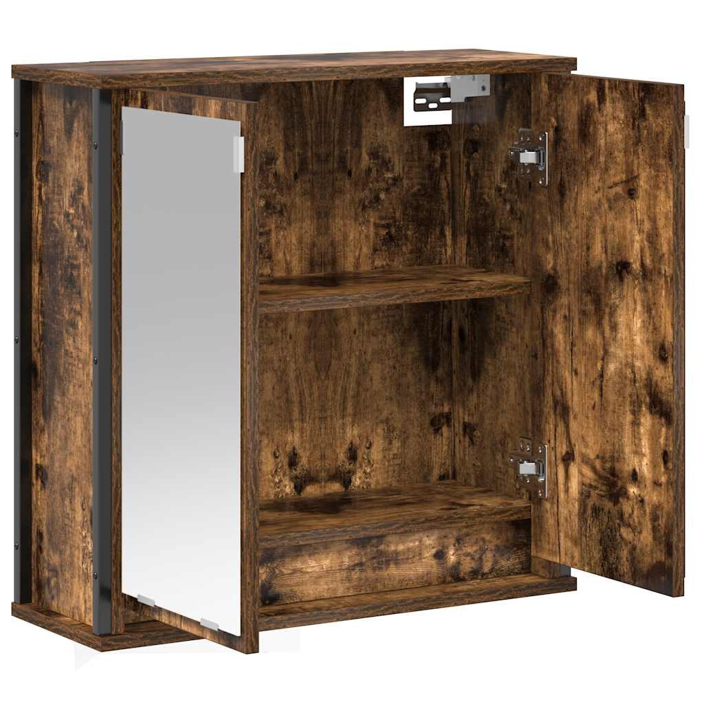 vidaXL Badezimmerspiegelschrank Bad-Wandschrank mit Spiegel Räuchereiche 60x21x60 cm (1-St) – Bild 4 von 5