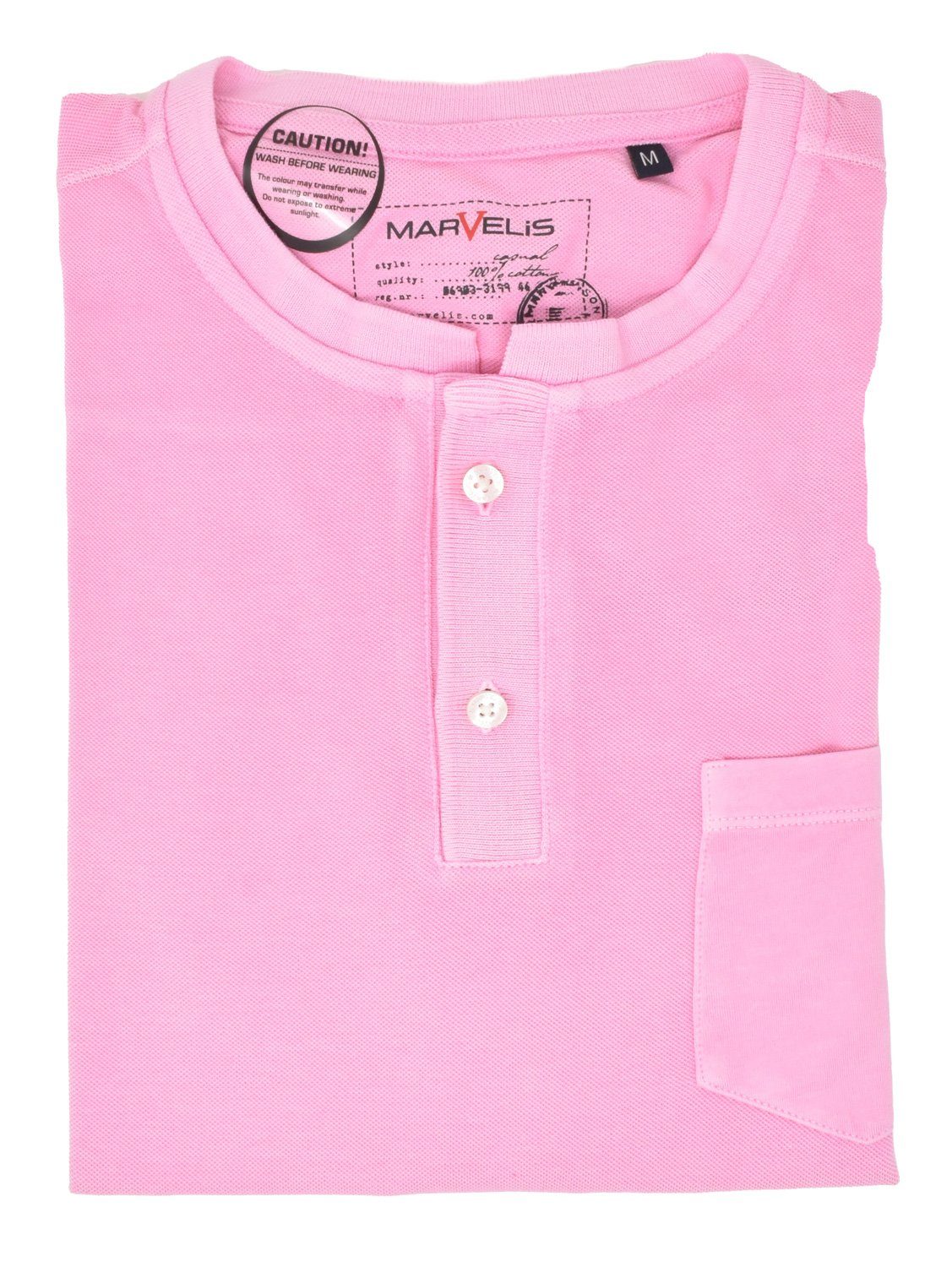 Einfarbig - - Fit - Casual Rosa Poloshirt Poloshirt MARVELIS - Stehkragen