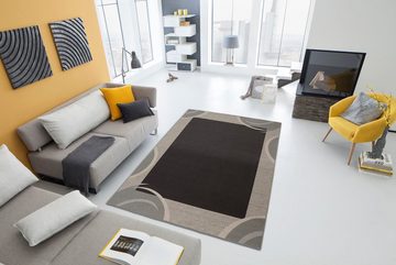 Teppich Loures, THEKO, rechteckig, Höhe: 6 mm, Kurzflor, mit moderner Bordüre, ideal im Wohnzimmer & Schlafzimmer
