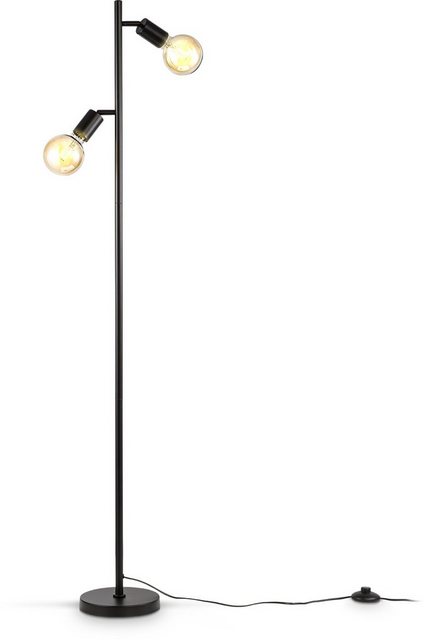 B.K.Licht Stehlampe, Stehleuchte 2-flammig, E27, Schwenkbar, Retro, Fußschalter, Metall, ohne Leuchtmittel-Otto