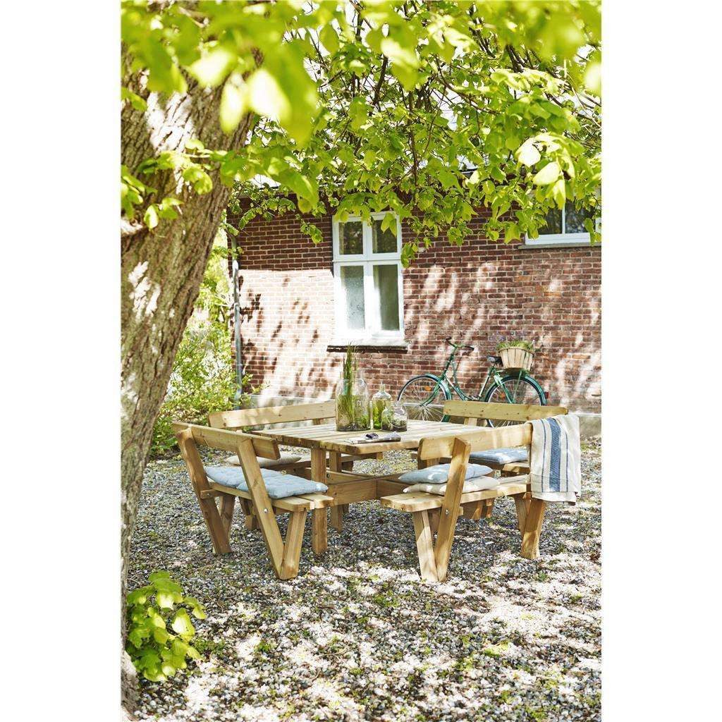 PLUS Gartenbank Kombimöbel 4- eckig mit Rückenlehne - 237 cm - Druckimprägniert