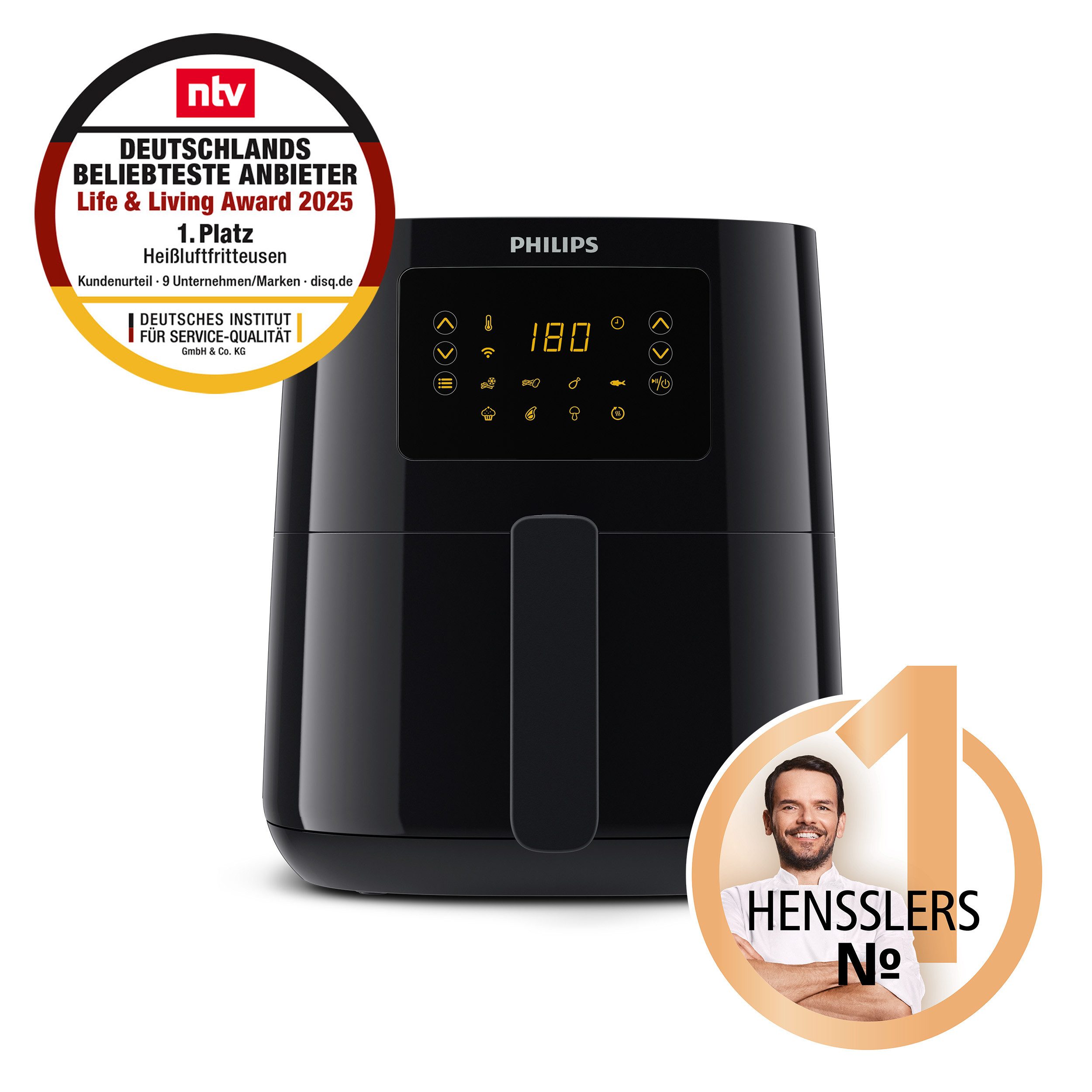 Philips Heißluftfritteuse Airfryer HD9255/90, 4,2 l, 1400 W, Rapid Air Heißlufttechnologie, WiFi Konnektivität, Warmhaltefunktion