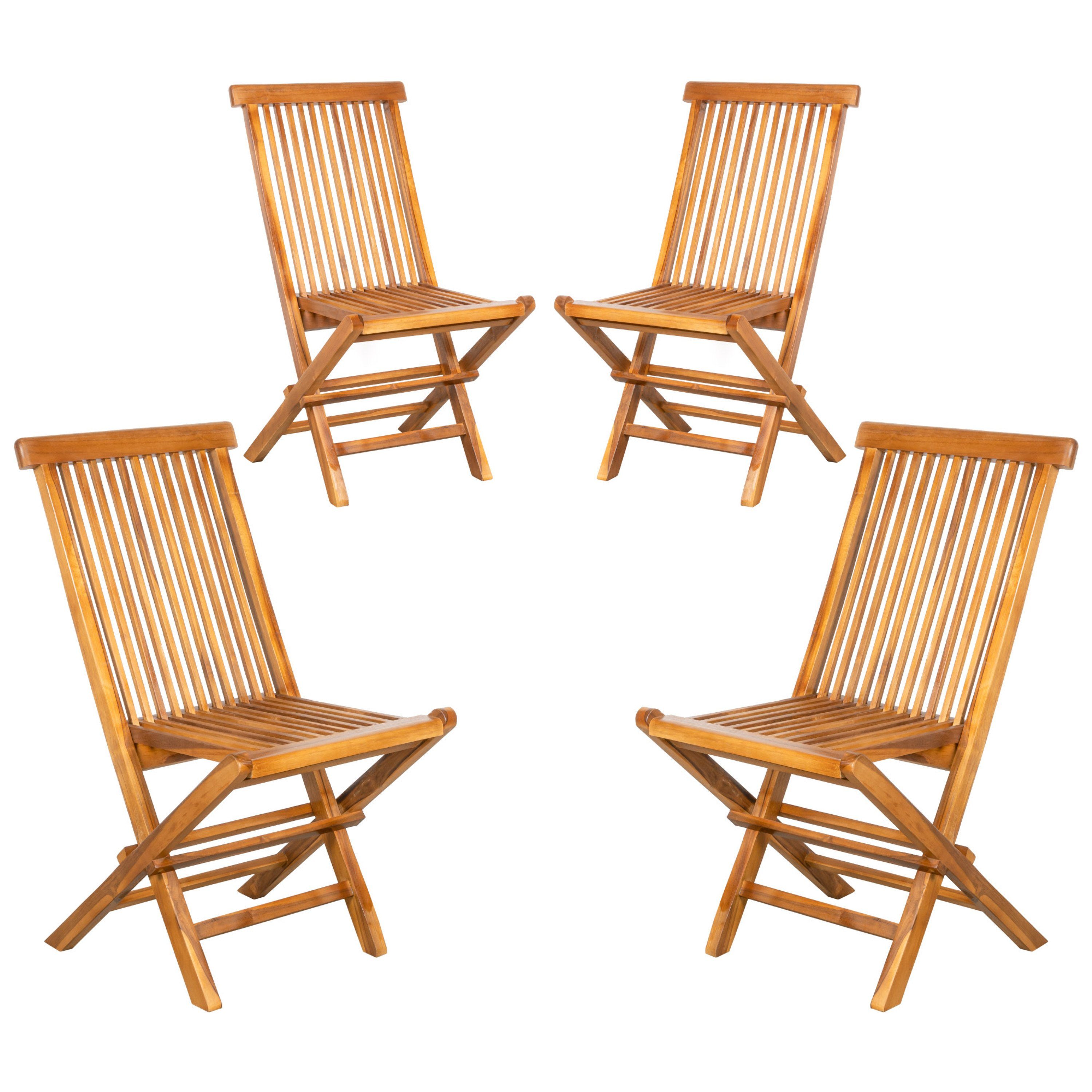 ib style Gartenstuhl 4er Set Royal Teak Klappstuhl ohne Armlehne