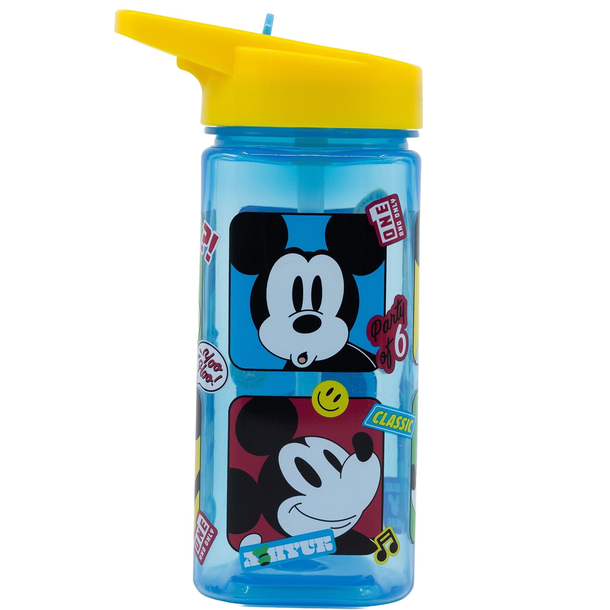 Disney Mickey Mouse Trinkflasche Micky Maus, Kinderflasche mit Tragegriff & Trinkkappe 530 ml BPA frei | Kinder-Trinkflaschen