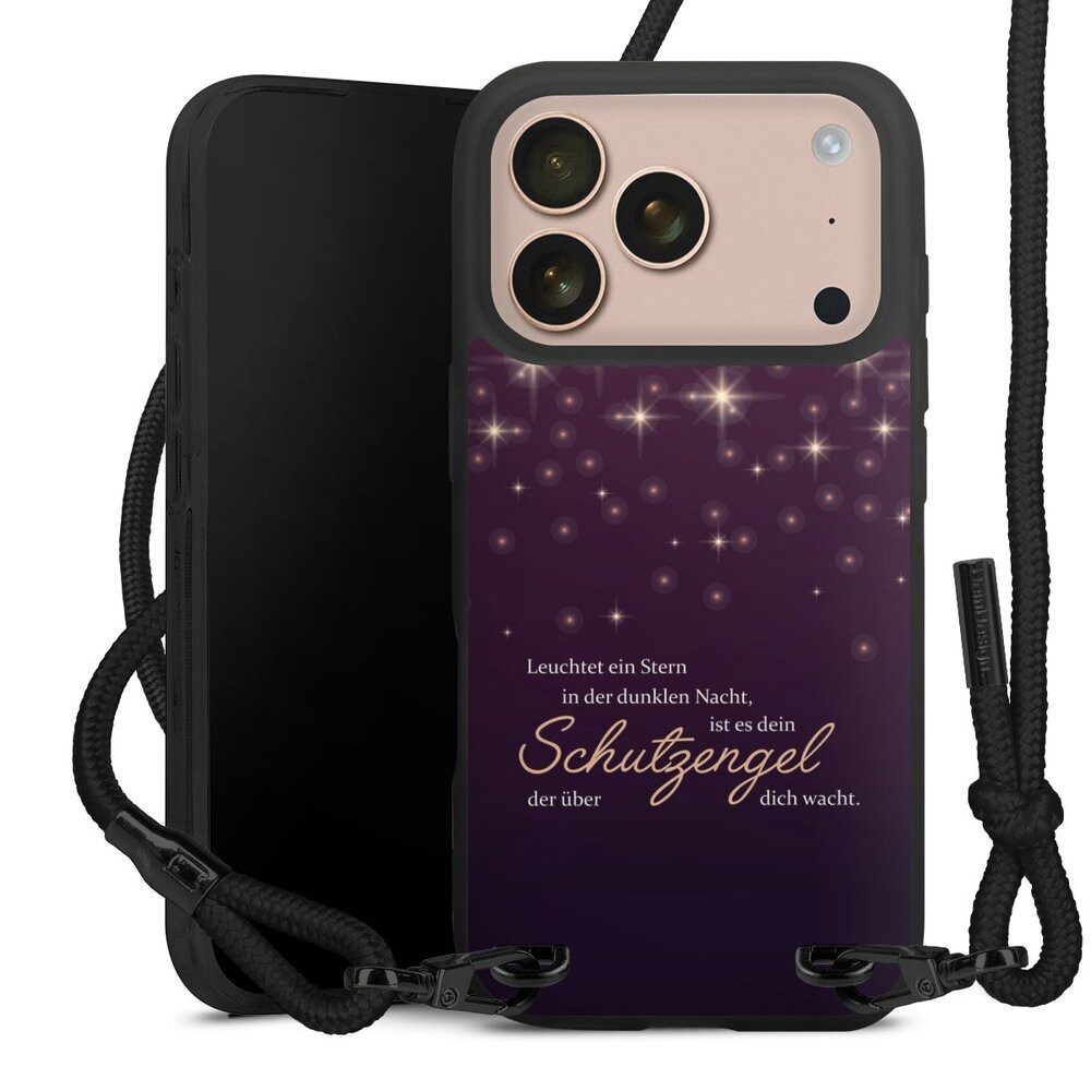 DeinDesign Handyhülle Schutzengel Sprüche Spruch Schutzengel, Apple iPhone 17 Pro Premium Handykette Hülle mit Band Cover mit Kette