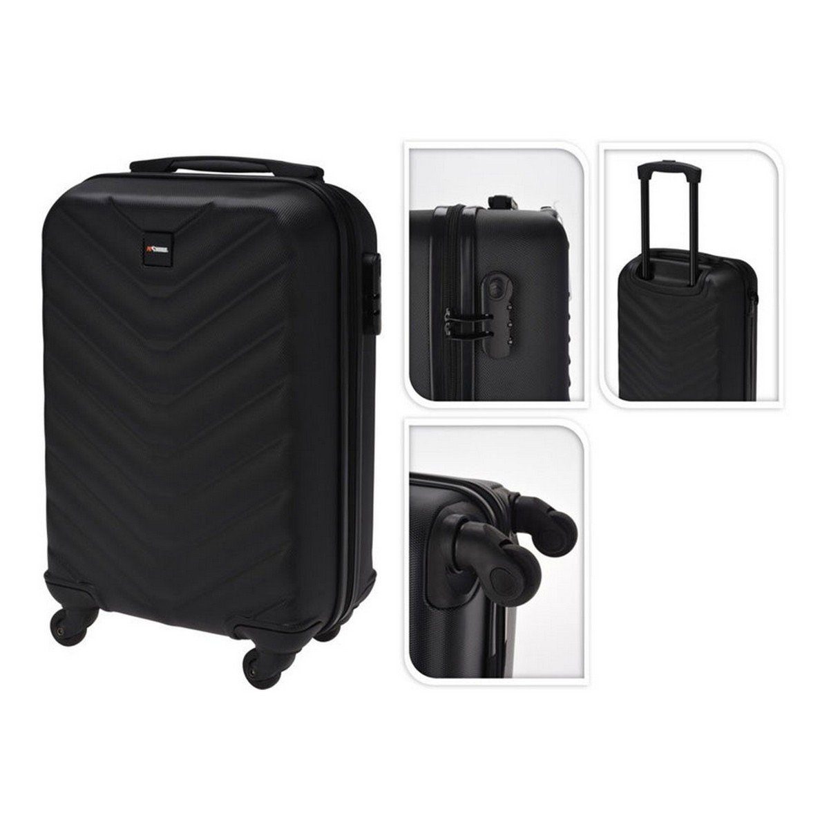 Bigbuy Trolley Koffer für die Kabine Mit Rädern Schwarz 33 x 20 x 53 cm