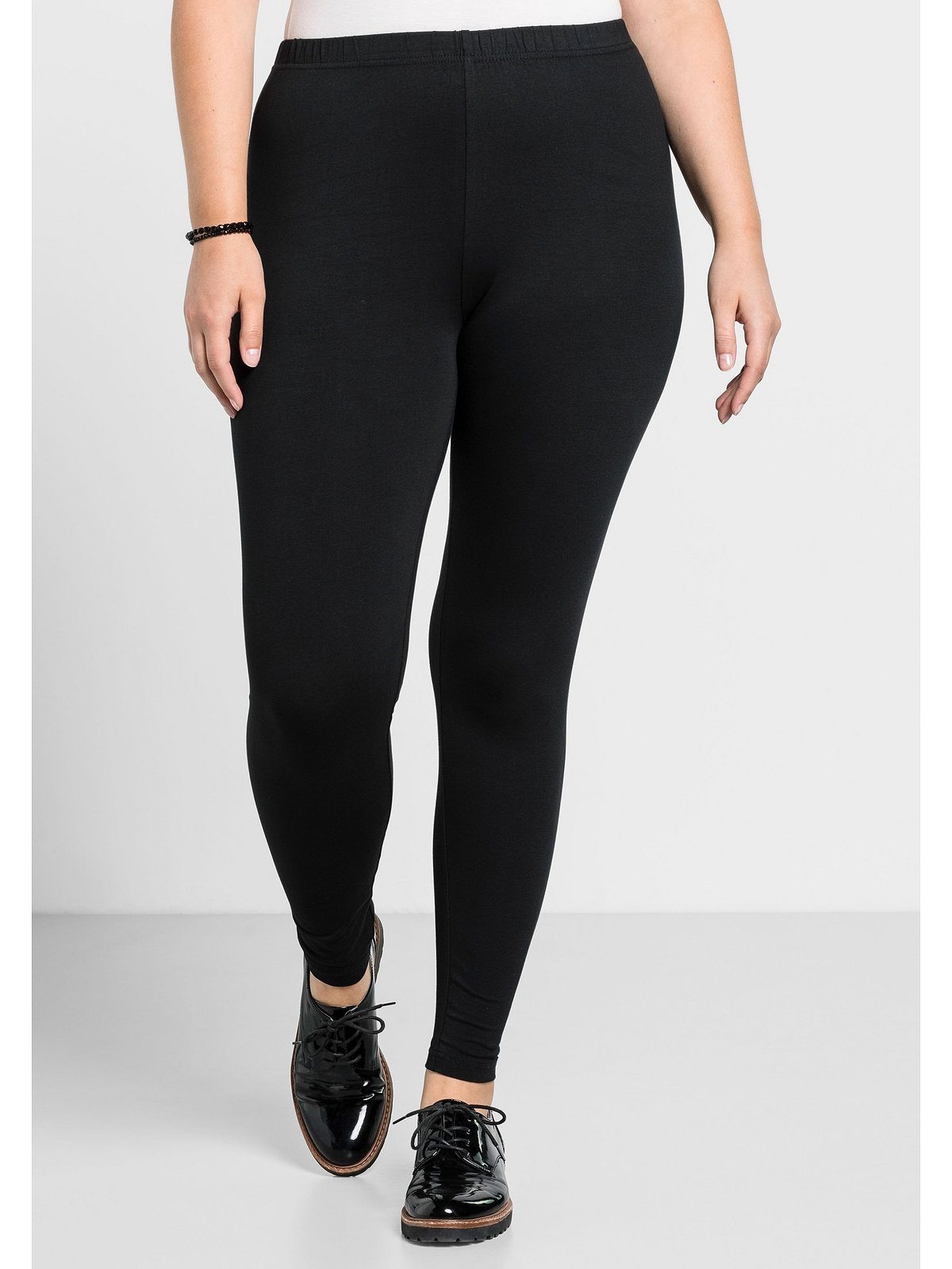 Sheego Leggings Große schwarz hautfreundlichem Größen aus Baumwoll-Mix