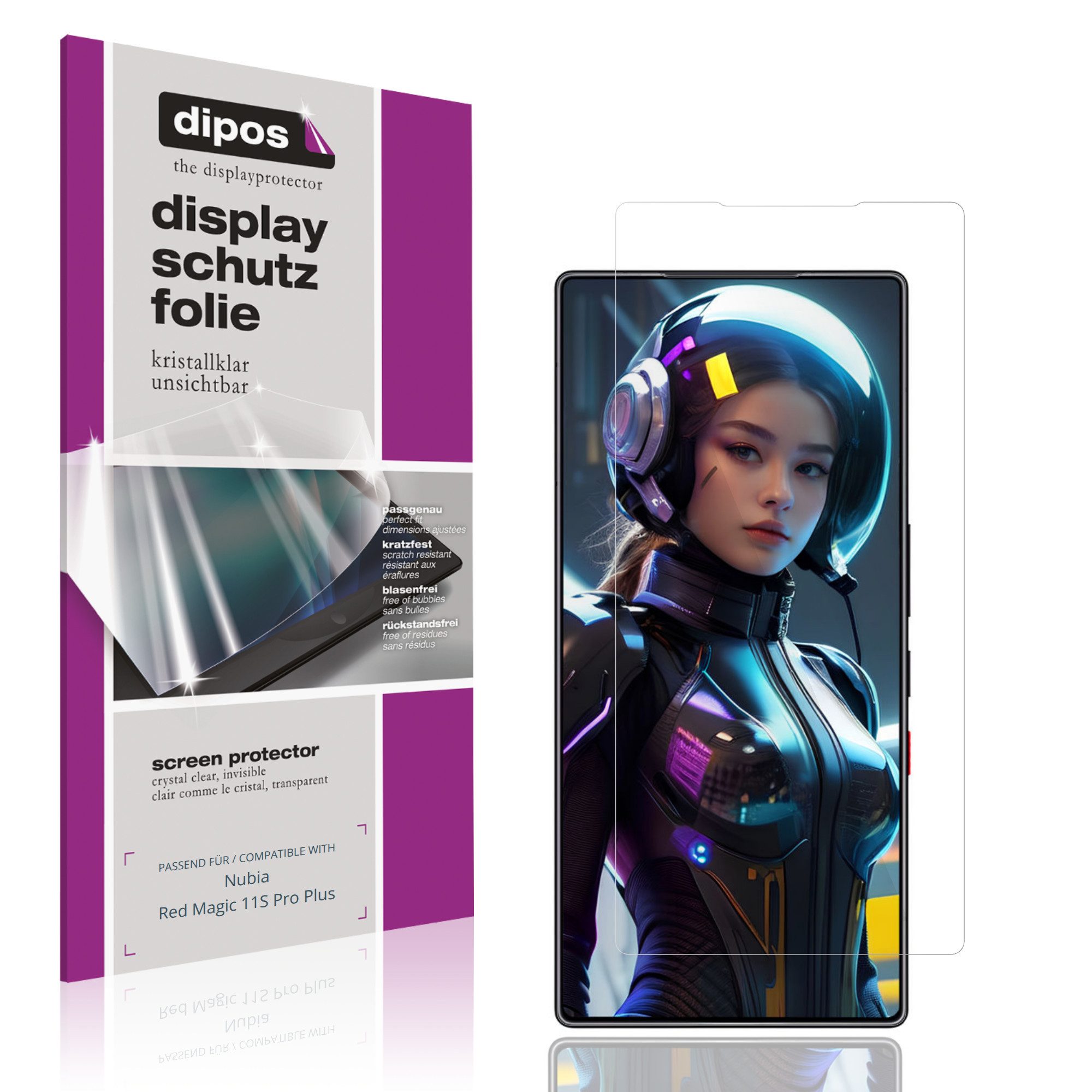 dipos Displayschutzfolie Schutzfolie für Nubia Red Magic 11S Pro Plus, 4 Stück, Displayschutz Schutz Folie Made in Germany