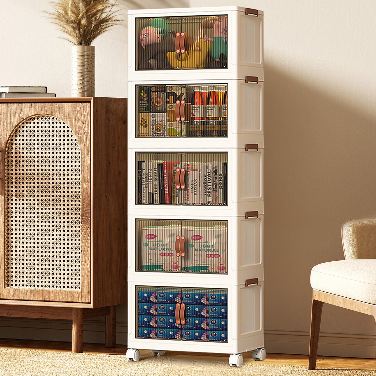 Simloveve Aufbewahrungsbox Stapelbare Aufbewahrungsbox mit Deckel,Schrank günstig online kaufen