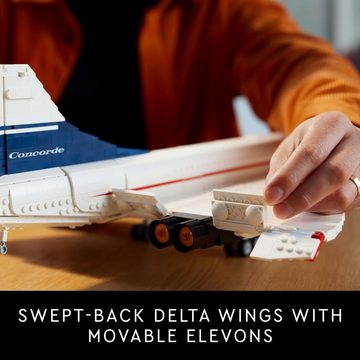 LEGO® Spielbausteine icons Concorde 10318, (Set, 2083 St), Kippbare Flugzeugnase, Zugänglicher Sitzbereich, hinteres Fahrwerk
