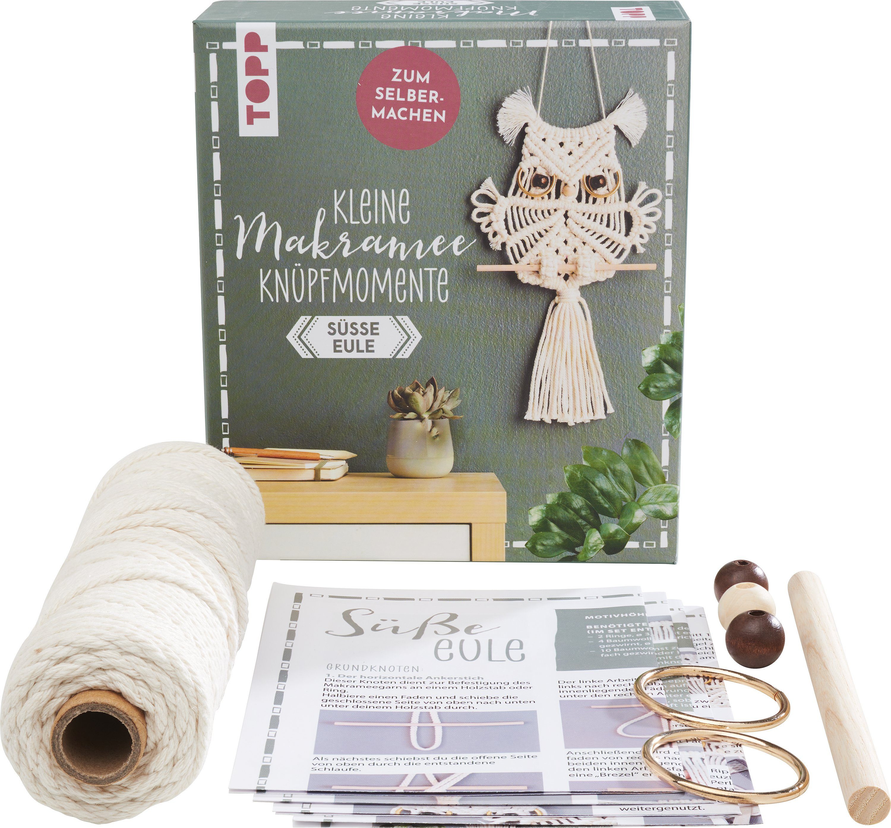 Topp Kleine Knüpfmomente Makramee Knüpfset Süße Eule Häkelwolle, 7 Teile