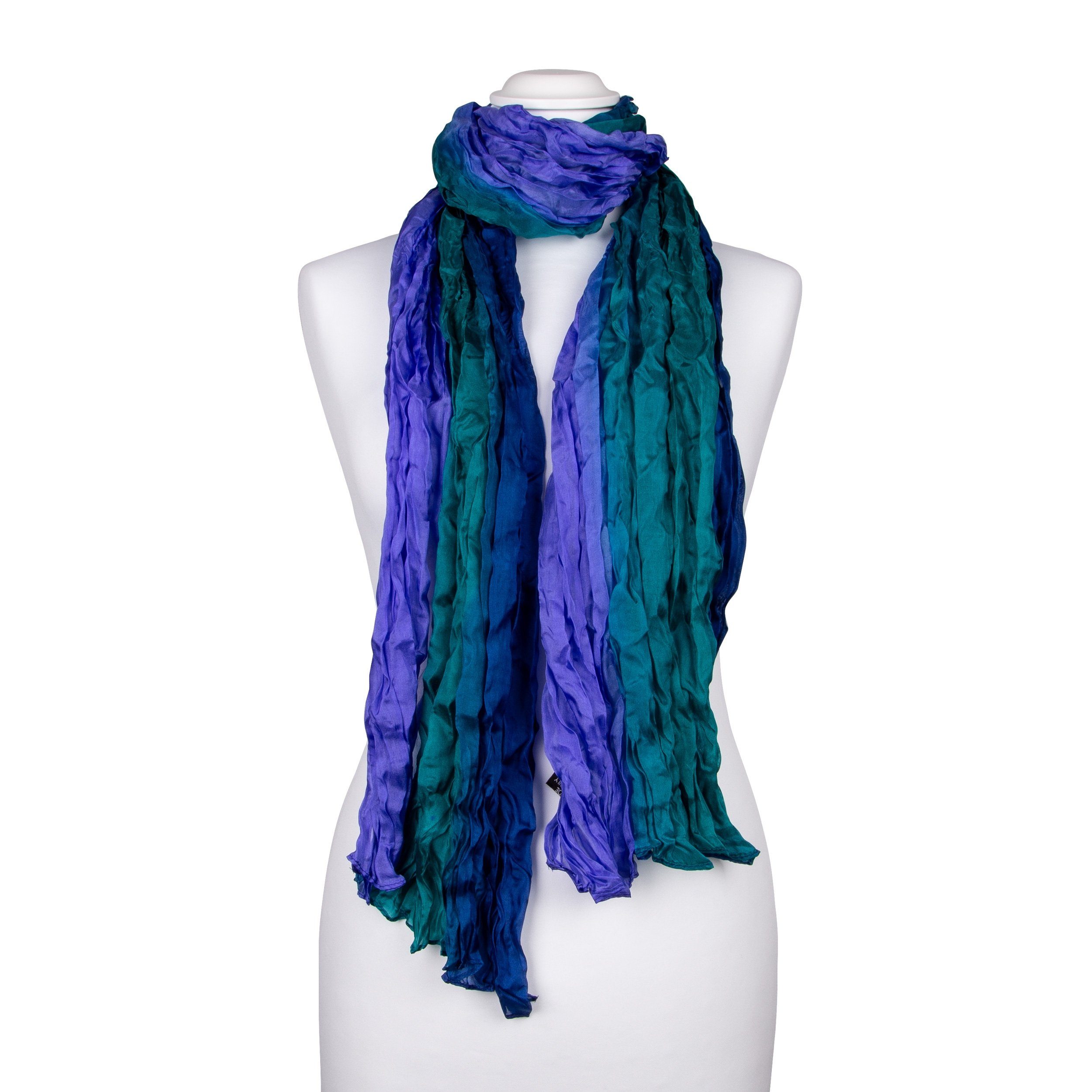 Silkroad Seidenschal Knitterschal Halstuch Schal XXL Farbverlauf blaugrün-petrol