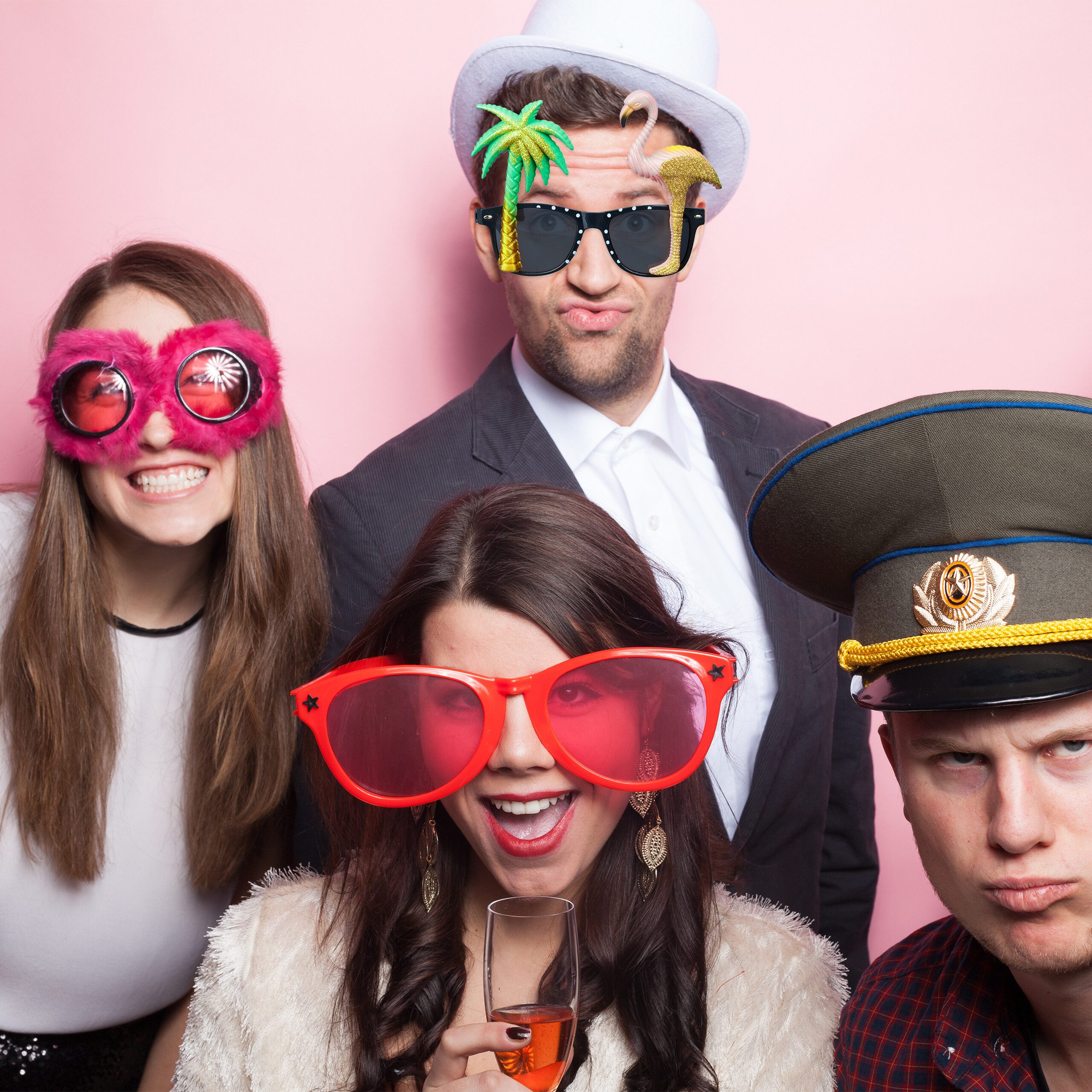 relaxdays Kostüm 5er Set Partybrille Flamingo und Palme