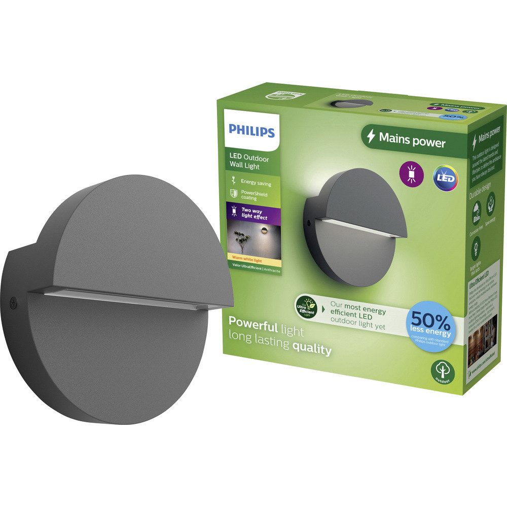 Philips Außen-Wandleuchte Philips LED Valor 929004140601 LED-Außenwandleuchte LED 8.6 W Anthra