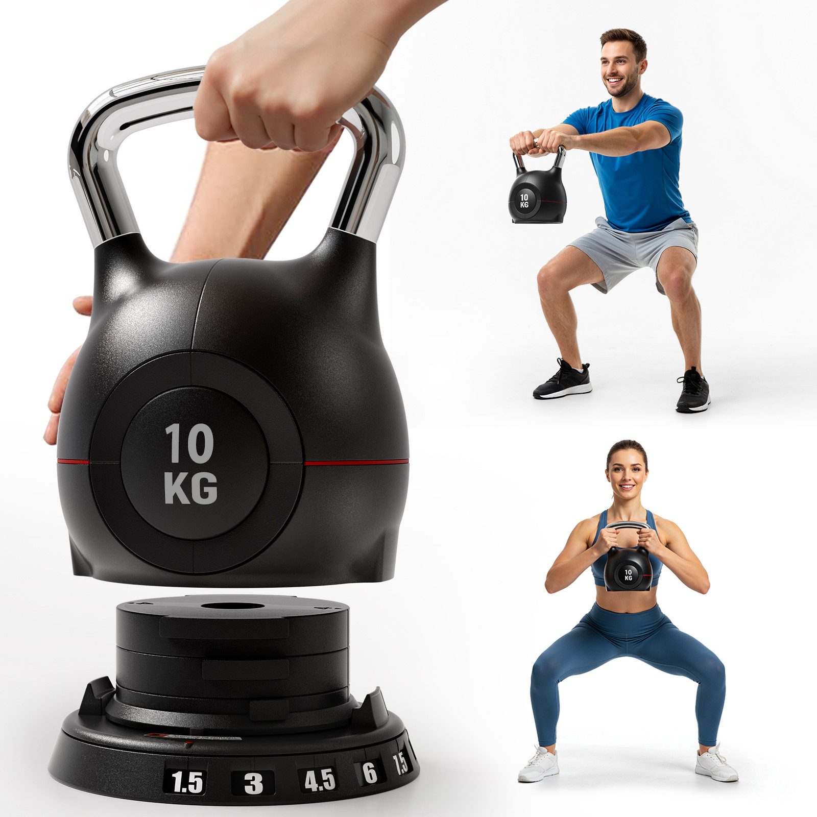 TLGREEN Kettlebell Verstellbare Kettlebell Set,7 in 1 Kugelhantel, (mit massivem Aluminiumgriff Hanteln), für Heimtraining und Fitness