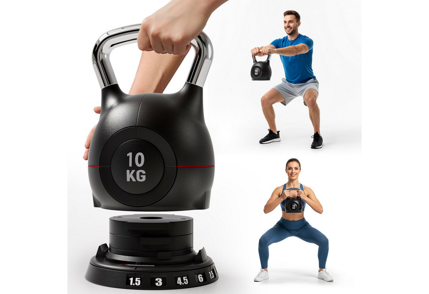 TLGREEN Kettlebell Verstellbare Kettlebell Set,7 in 1 Kugelhantel, (mit massivem Aluminiumgriff Hanteln), für Heimtraining und Fitness