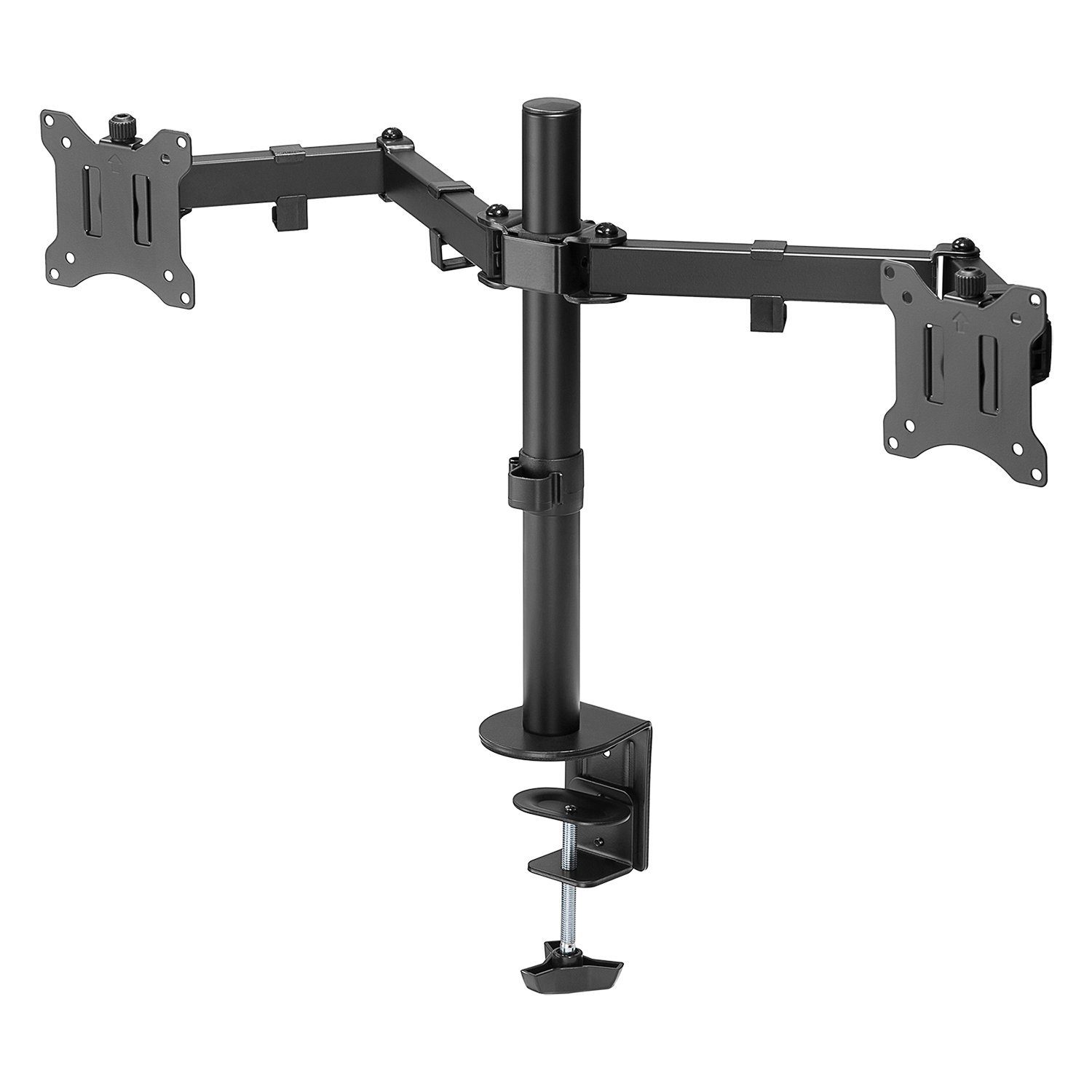 Goobay Monitor-Halterung Doppel-Monitorhalterung 17 - 32" Schwarz, (bis 32,00 Zoll, Montage Tischklemme, Bildschirme 90° neigbar / 180° schwenkbar / 360° rotierbar)