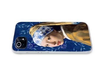MuchoWow Handyhülle Mädchen mit Perlenohrring - Delfter Porzellan - Vermeer - Blumen -, Phone Case, Handyhülle Xiaomi Mi 11, Silikon, Schutzhülle