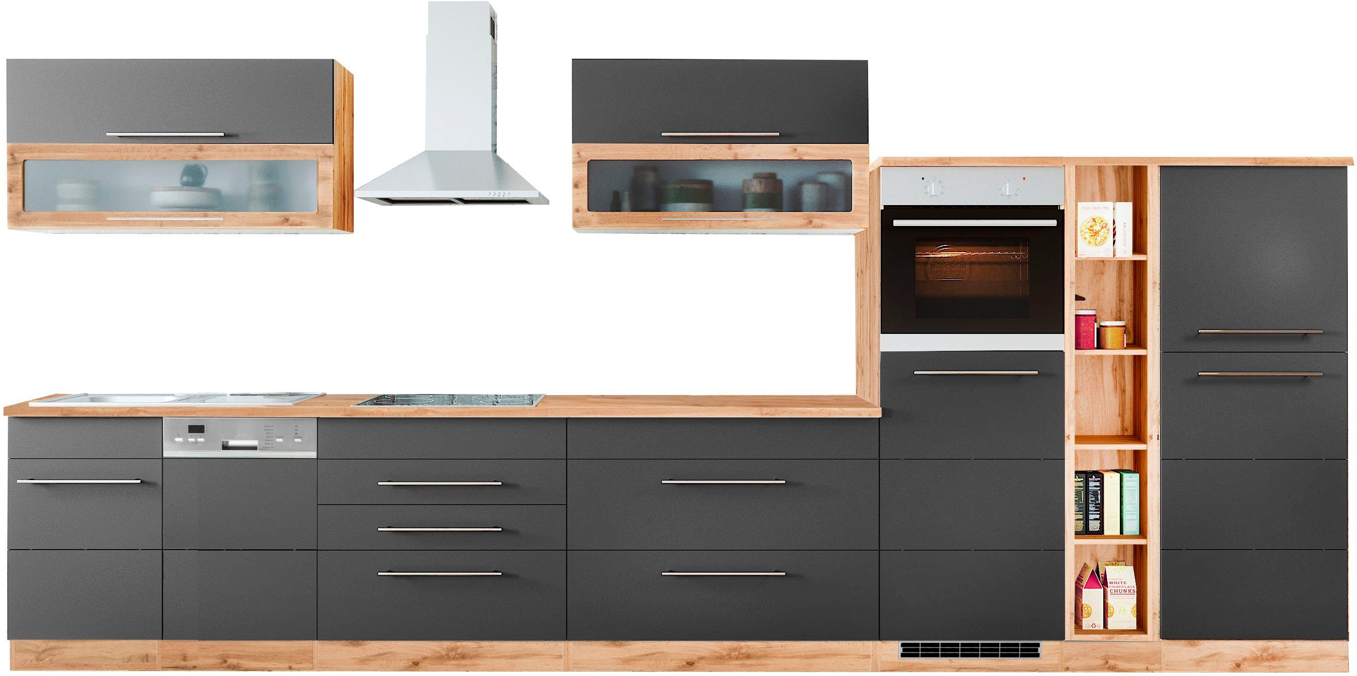 HELD MÖBEL Küchenzeile Wien, Breite 440 cm, wahlweise mit E-Geräten und Induktion