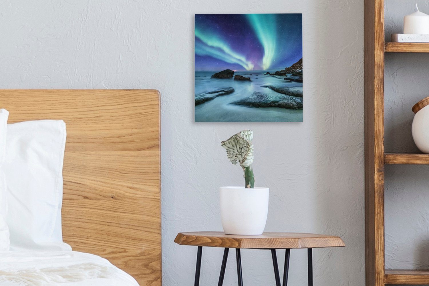 OneMillionCanvasses® Leinwandbild für Nordlichter (1 - Wohnzimmer Lofoten, Schlafzimmer Bilder - St), Landschaft Leinwand