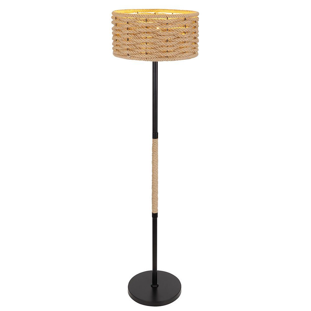 Wohnzimmerlampe 147 nicht Boho H Leuchtmittel Stehlampe Stehleuchte cm etc-shop Hanfseil inklusive, Stehlampe, schwarz