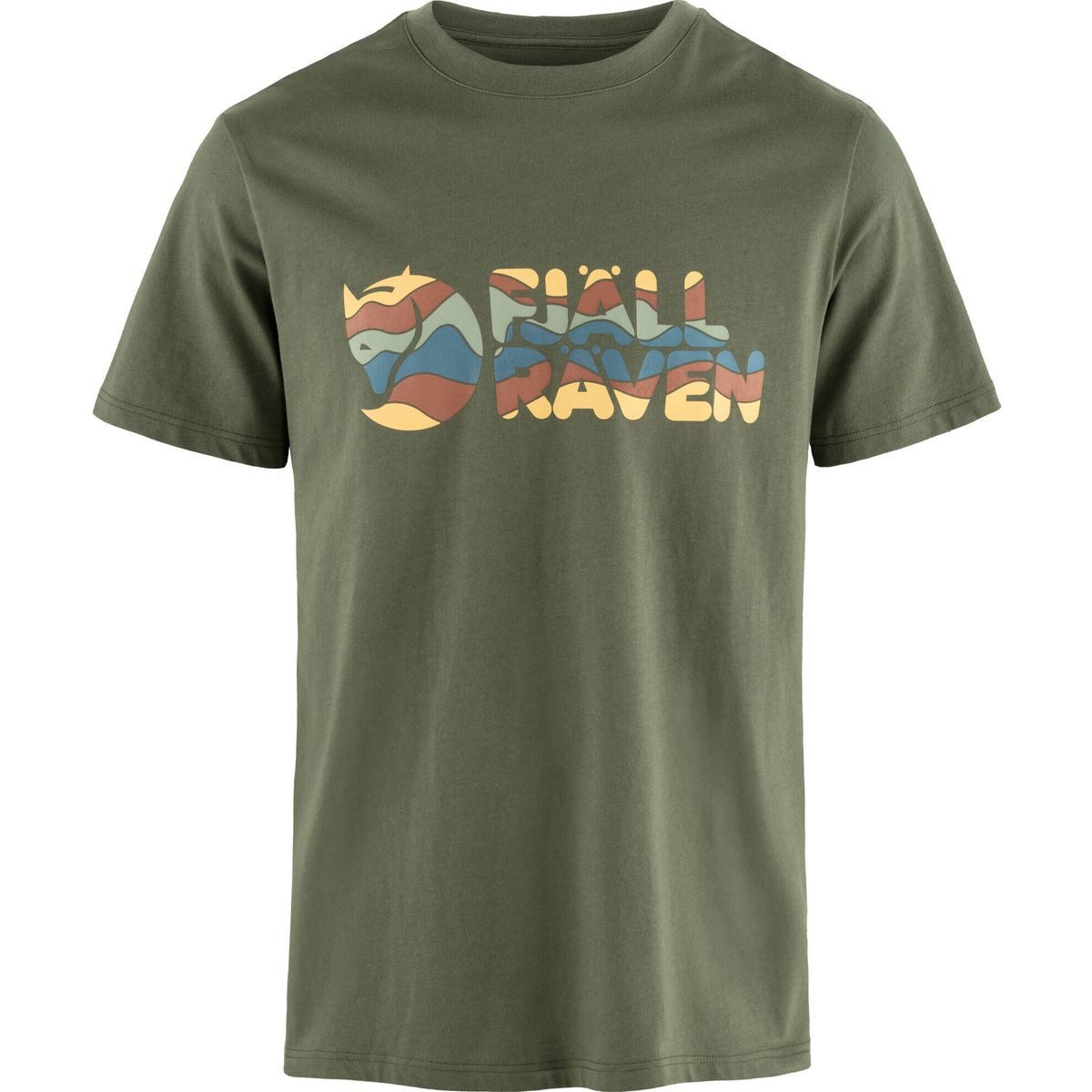 Fjällräven Kurzarmshirt Multicolor Logo T-shirt M Bequemes T-Shirt aus Bio-Baumwolle mit farbigem Logo, ideal für