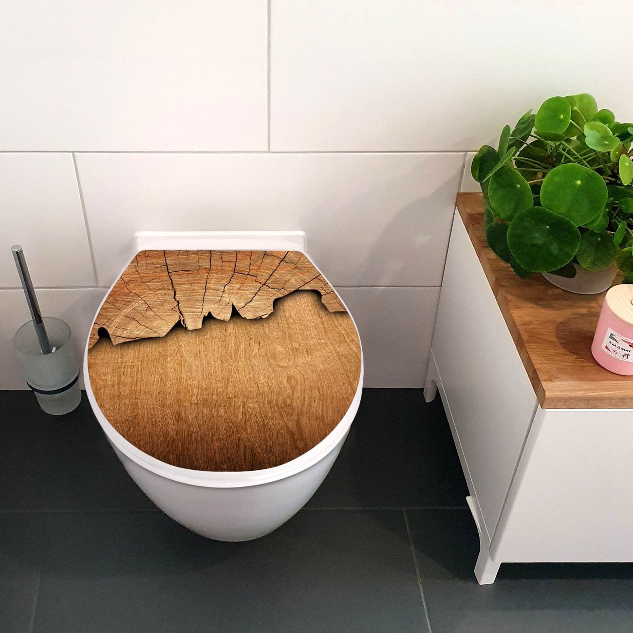 banjado WC-Sitz mit Kindersitz Motiv Baumscheibe (mit Kindersitz, integrierte Scharniere), 44,9 x 37,1 x 5 cm