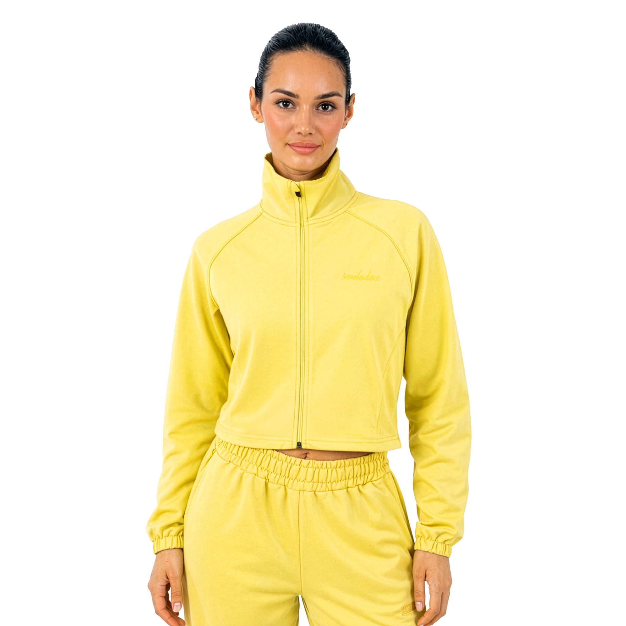 Smilodox Outdoorjacke Ylena, Fitnessjacke Damen, Loose Fit Trainingsjacke, Cropped, Gym Stehkragen mit Zipper, Kordelzug-Saum, Homewear, Yoga