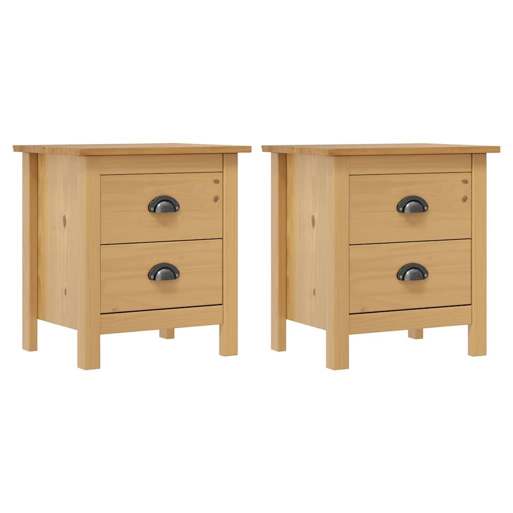 vidaXL Nachttisch Nachttische Hill 2 Stk. 46x35x49,5 cm Massivholz Kiefer (2-St)