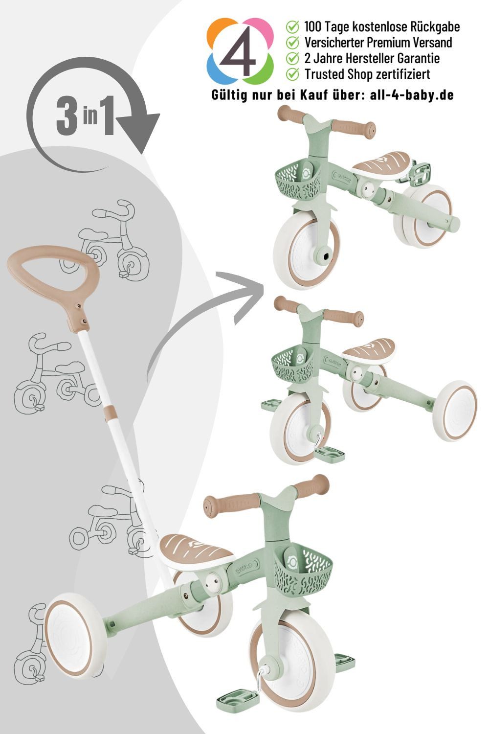 Globber Laufrad Learning Trike 3in1 Plus günstig online kaufen