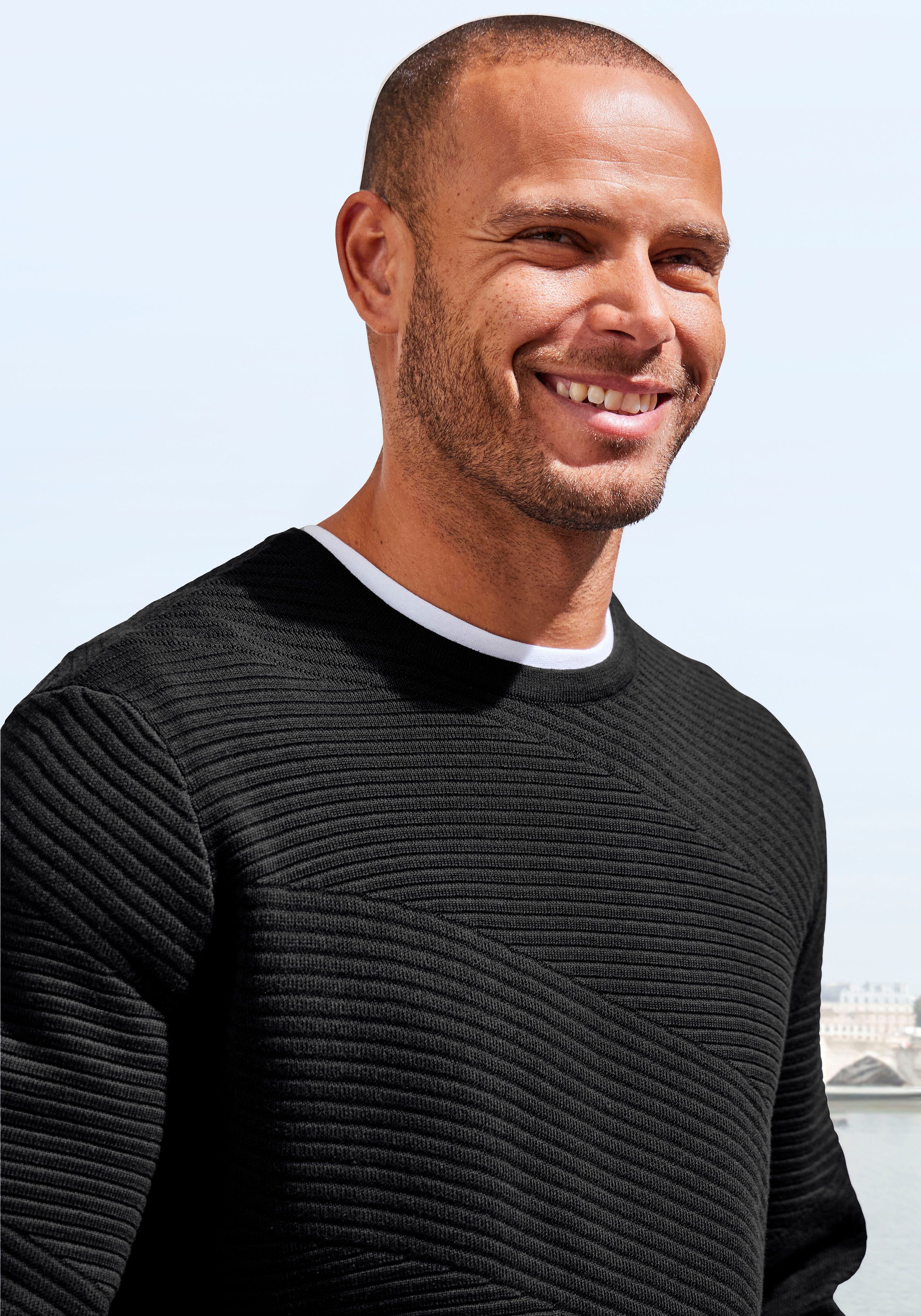 John Devin Strickpullover Pullover aus weichem Strukturstrick