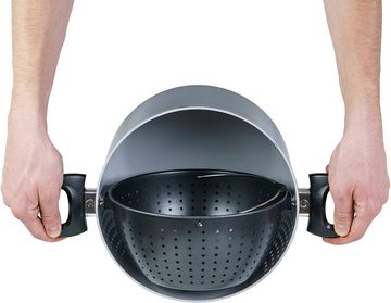 Genius Kochtopf Magic Pot, Aluminium (Set, 6-tlg), robuste Keramikbeschichtung, Siebeinsatz, Induktion