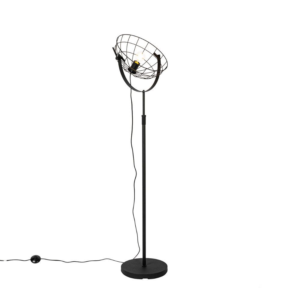 Qazqa Stehlampe Hanze, ohne Leuchtmittel, Warmweiß, QAZQA Stehlampe, e27, Schwarz, Stahl, Industrie