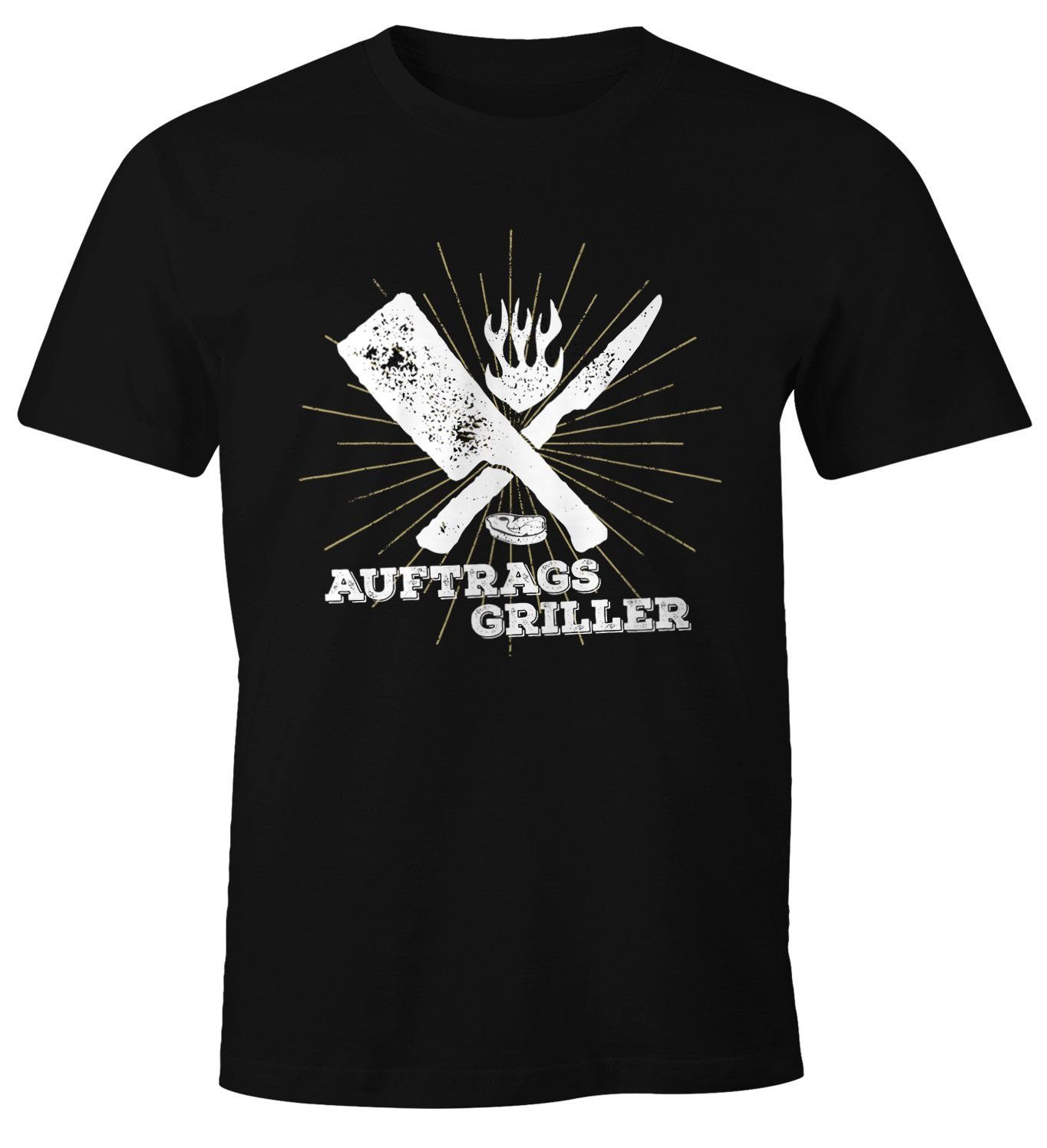 MoonWorks Print-Shirt Herren T-Shirt Auftragsgriller Fun-Shirt Grill-Shirt BBQ Moonworks® mit Print