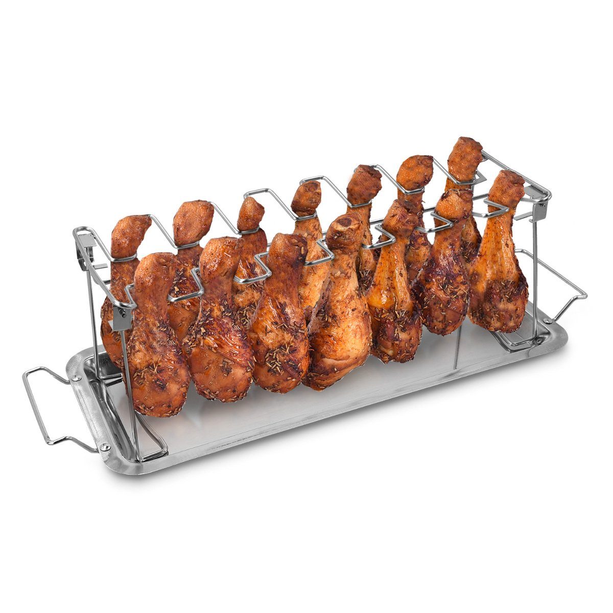 Navaris Grillschale Chicken Wings Hähnchenschenkel Rack - Grillzubehör aus Edelstahl, Edelstahl | Grillschalen
