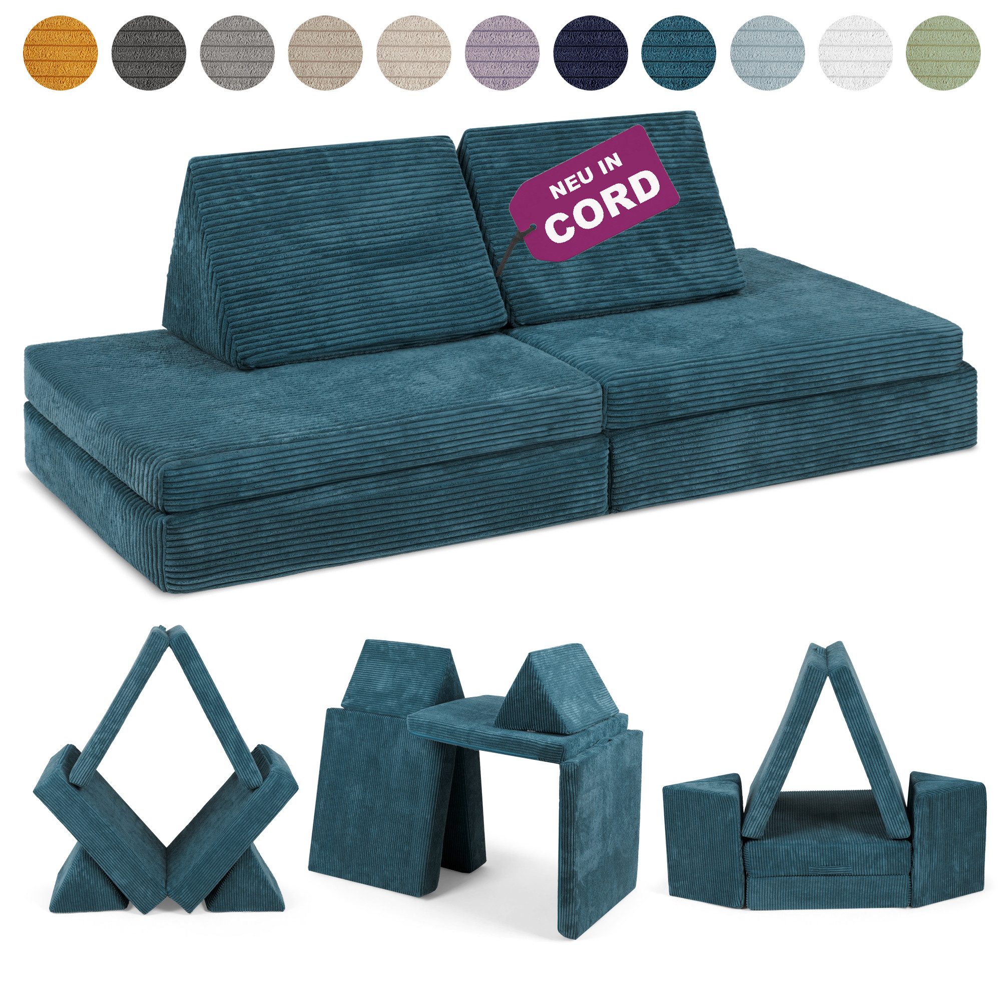 Linodino Kindersofa Spielsofa I aus Schaumstoff Bausteine I Spielcouch für Kinder, 3 Jahre Garantie