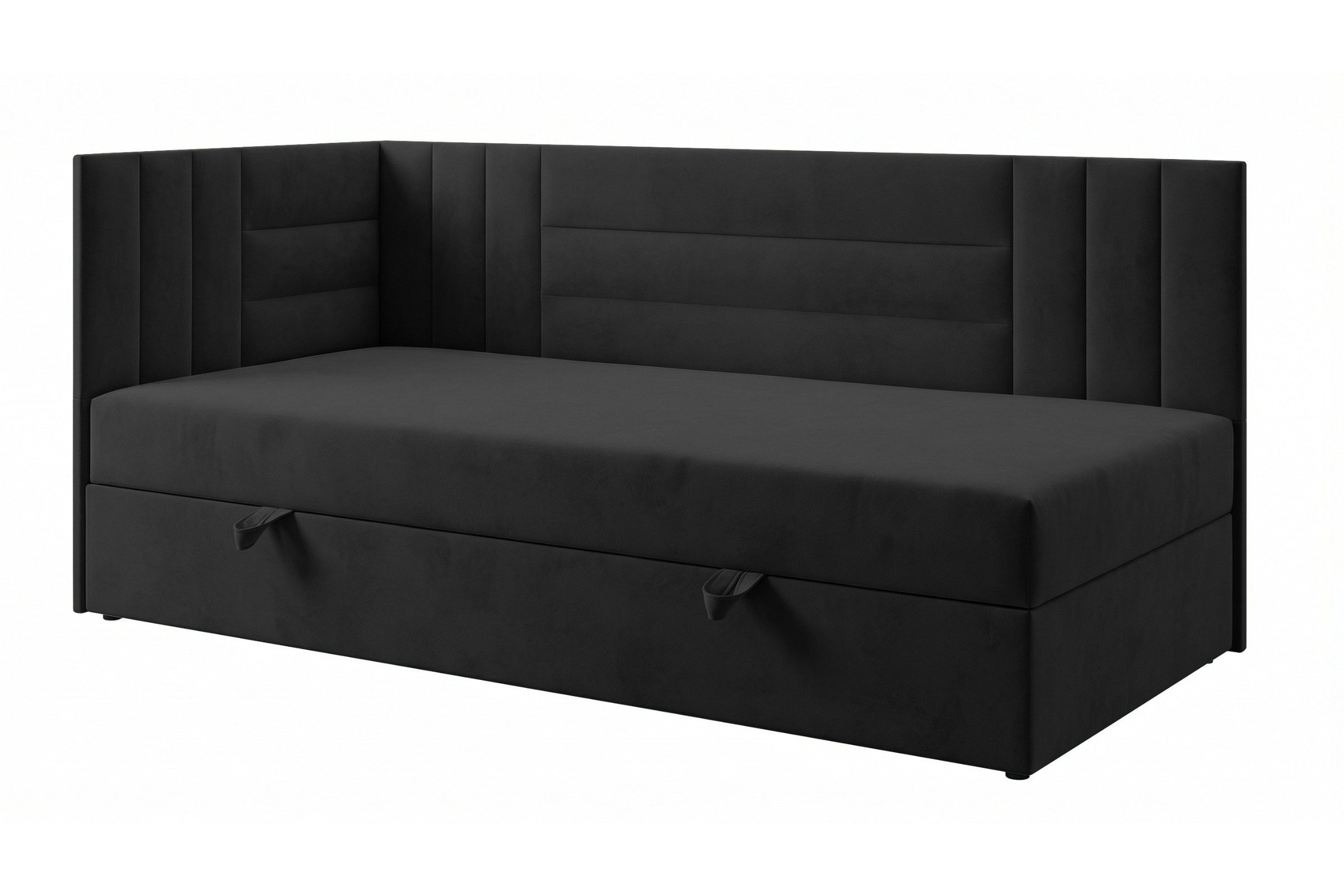Deine Möbel 24 Boxspringbett KAYA Schlafsofa Jugendbett mit Bettkasten, Topper, Veloursbezug (ideal für Jugendliche und Erwachsene, 1-St., Modernes 2-in-1 Design Schlafsofa & Bett), 90x200 100x200 Schwarz Grau Beige Ecru Anthrazit