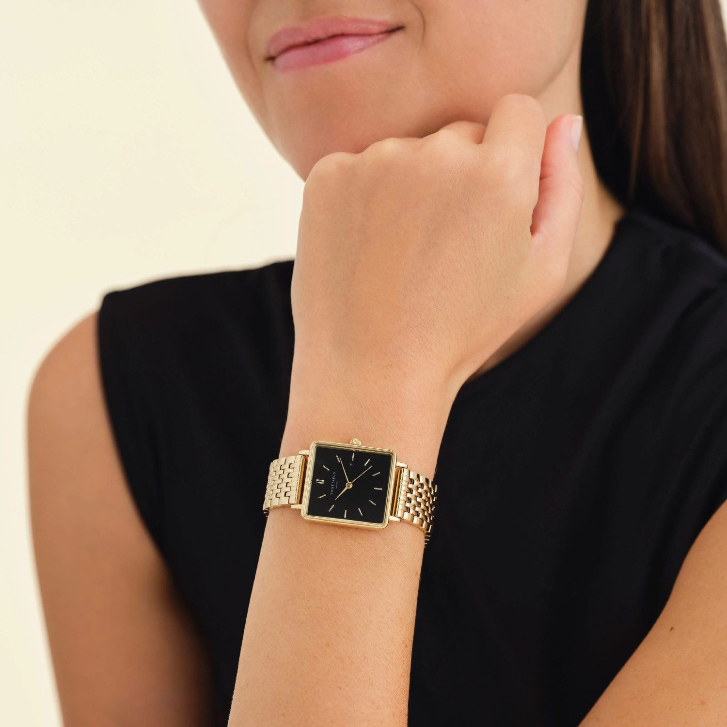 ROSEFIELD Quarzuhr Rechteckig Goldfarben/Schwarz günstig online kaufen