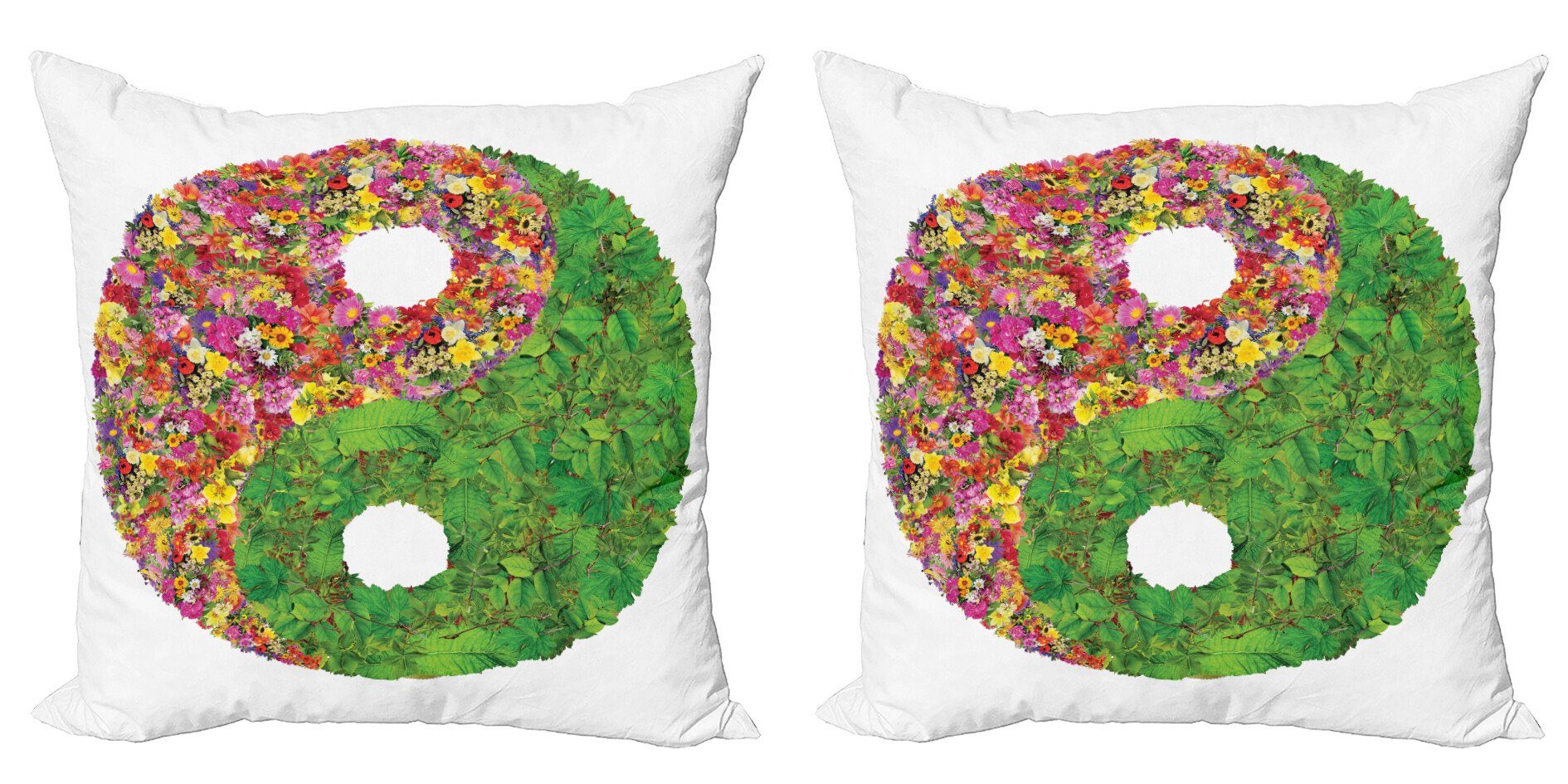 Yang Modern Stück), Doppelseitiger Accent Abakuhaus (2 Kissenbezüge Digitaldruck, Blumen-Blätter Ying
