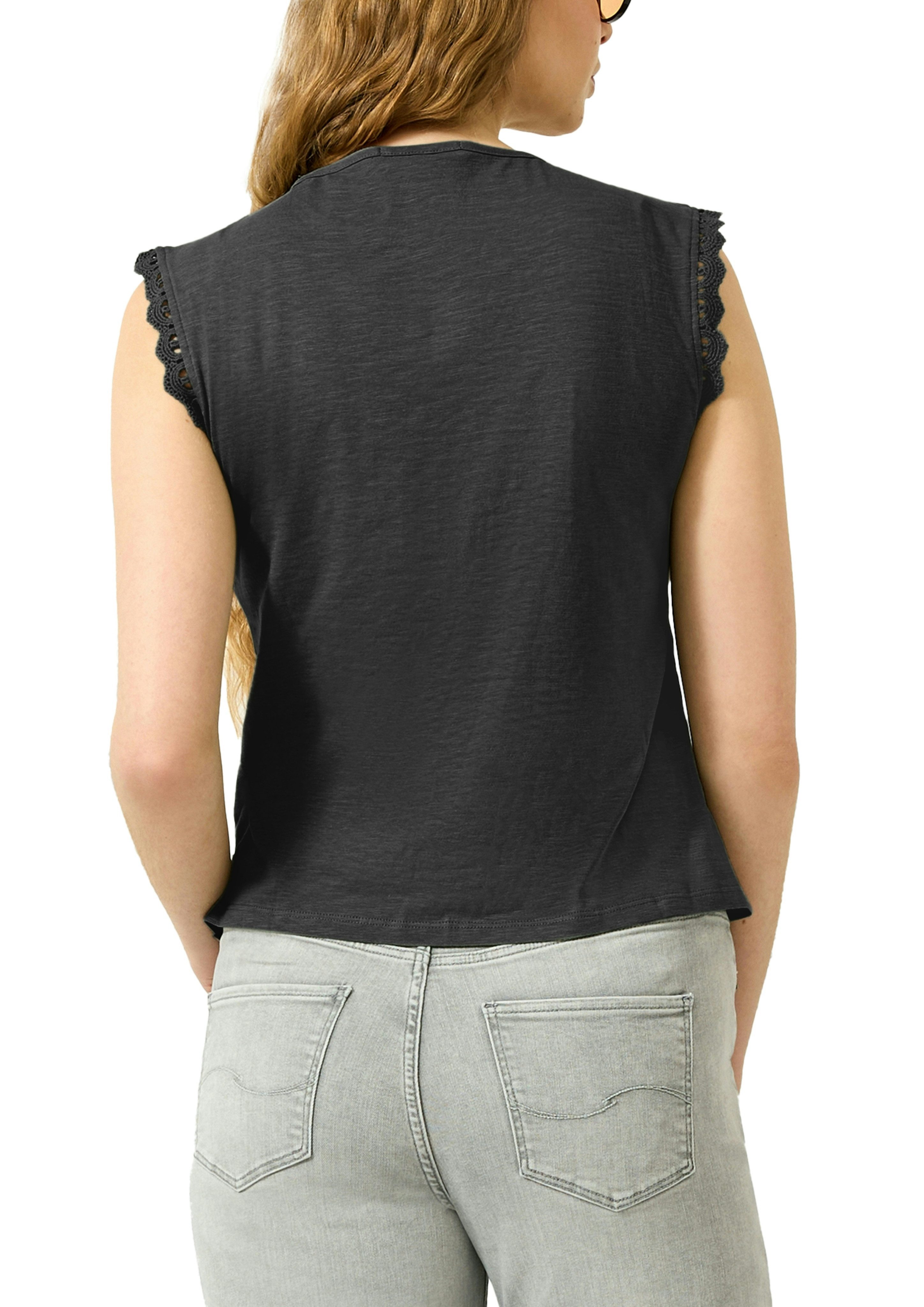 QS Rundhalsshirt mit Häkel-Details an der Schulter – Bild 2 von 4