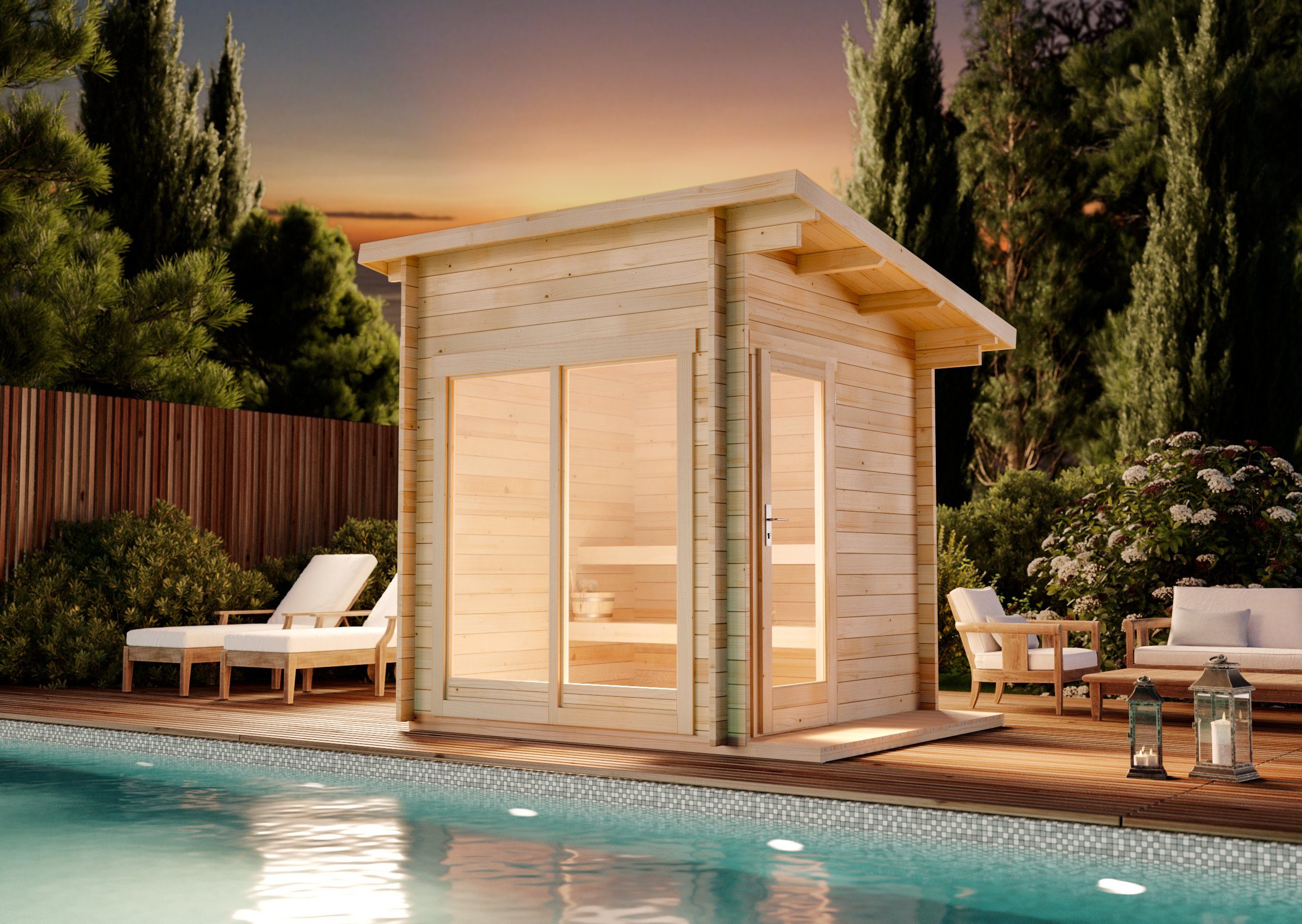 FinnTherm Saunahaus Lizzy XS, BxTxH: 278 x 228 x 261 cm, 40 mm, in Naturbelassen