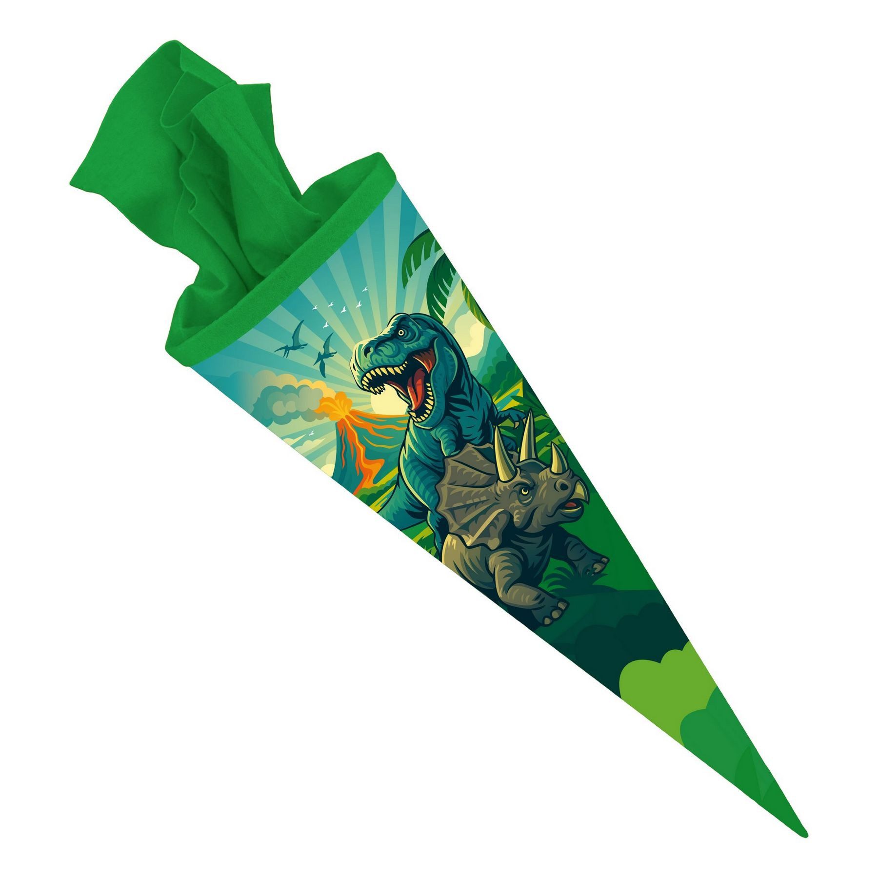 itenga Schultüte ITENGA Schultüte 70cm rund Motiv Dinosaurier - DINO WORLD Zuckertüte F