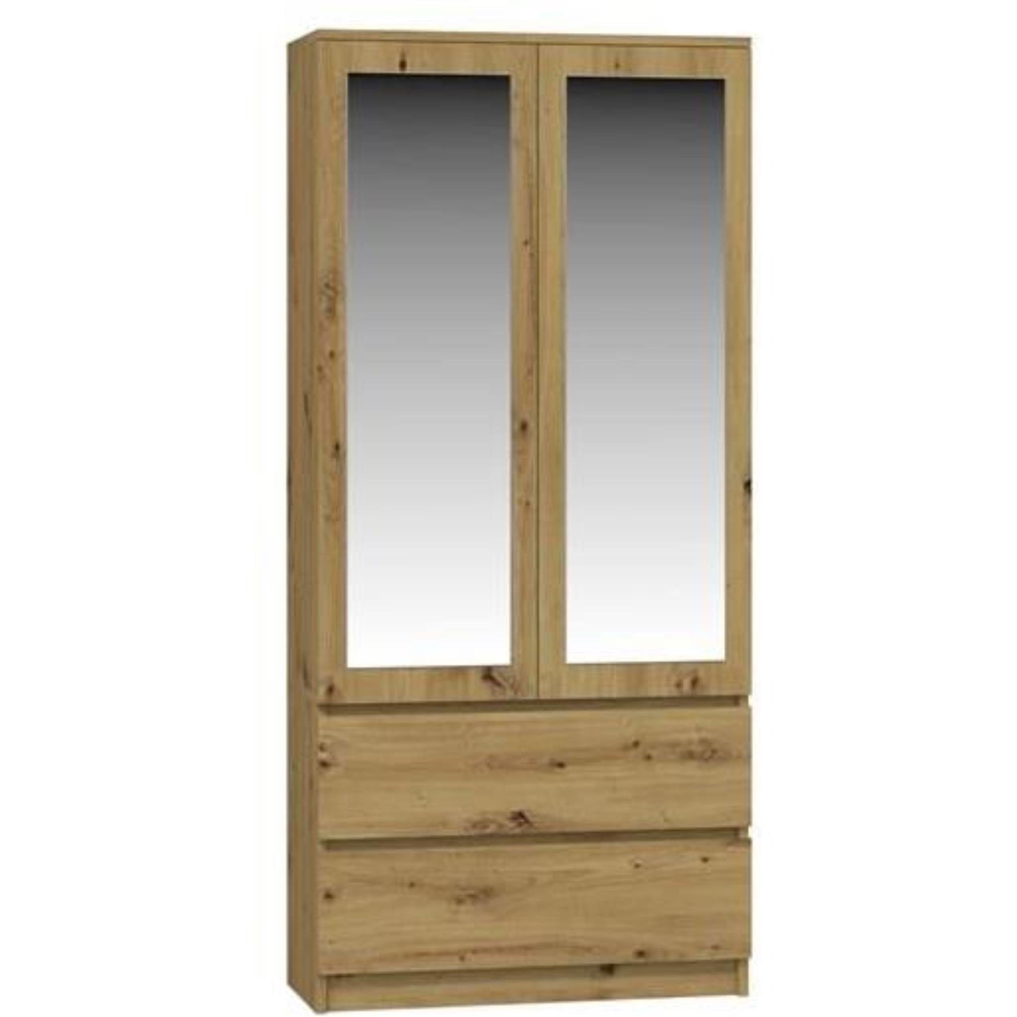 Beautysofa Drehtürenschrank Rubin (2 Außenschubladen, 90 cm Breit Kleidersc günstig online kaufen