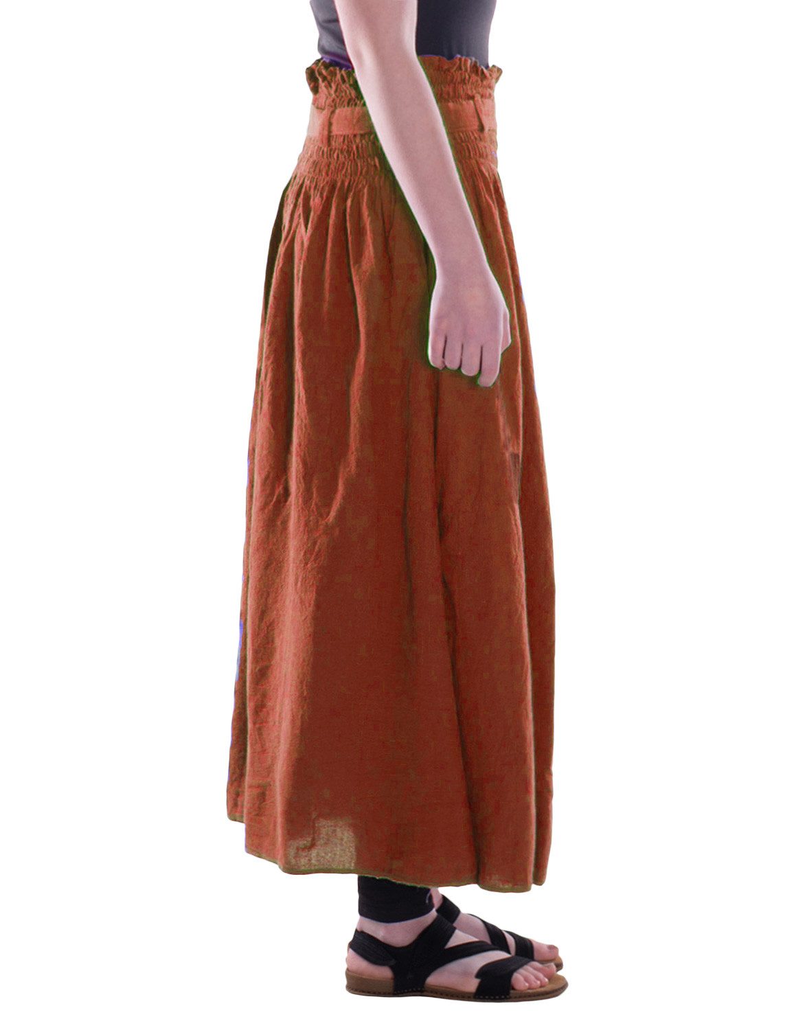 Vishes Maxirock Damen Maxi-Rock Baumwolle Boho elastischer Bund mit Kordel-Zug Alternative Bekleidung, Ethno, Hippie, Retro Style