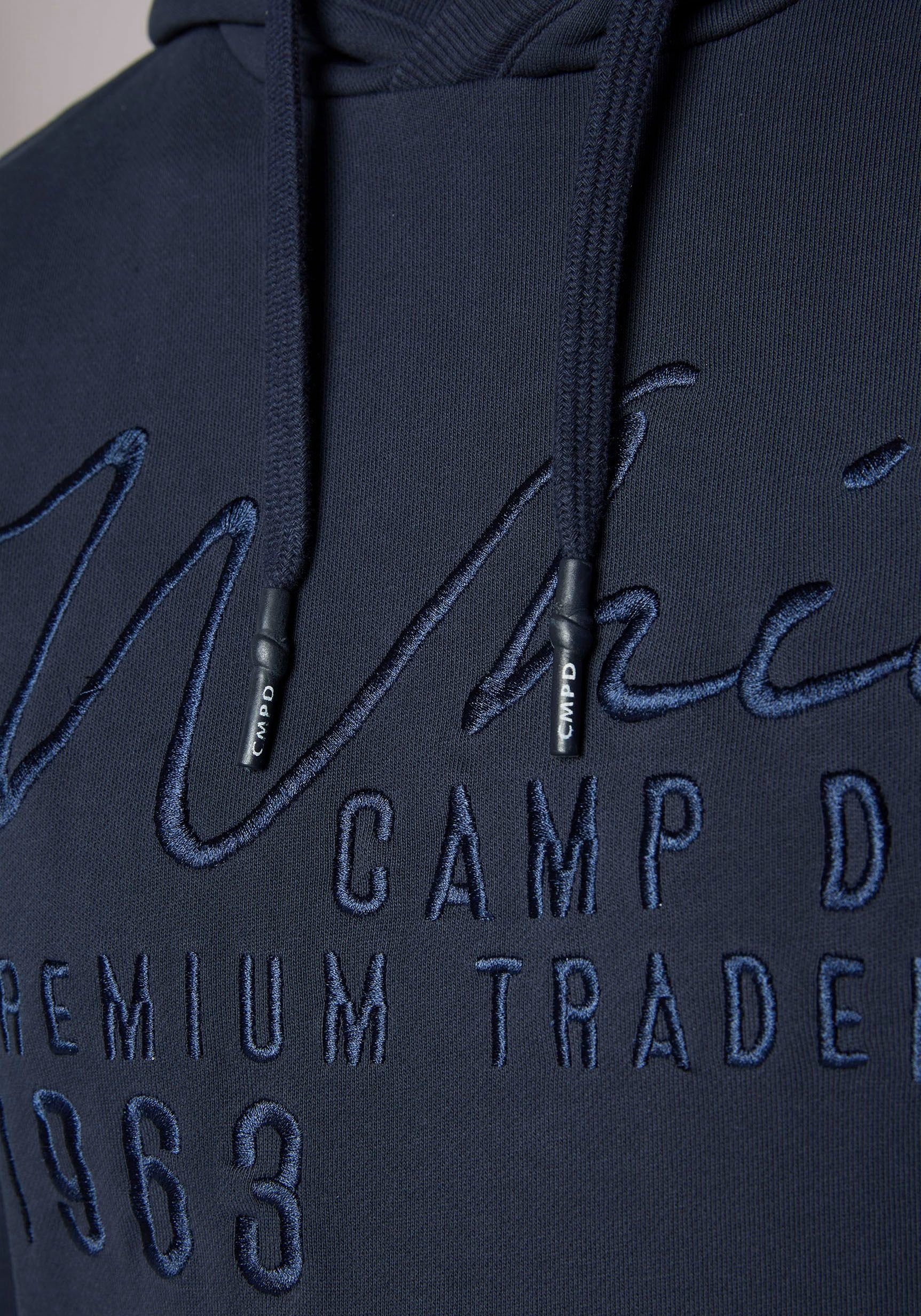 Kapuzensweatshirt CAMP absolute DAVID blue Logostickerei mit
