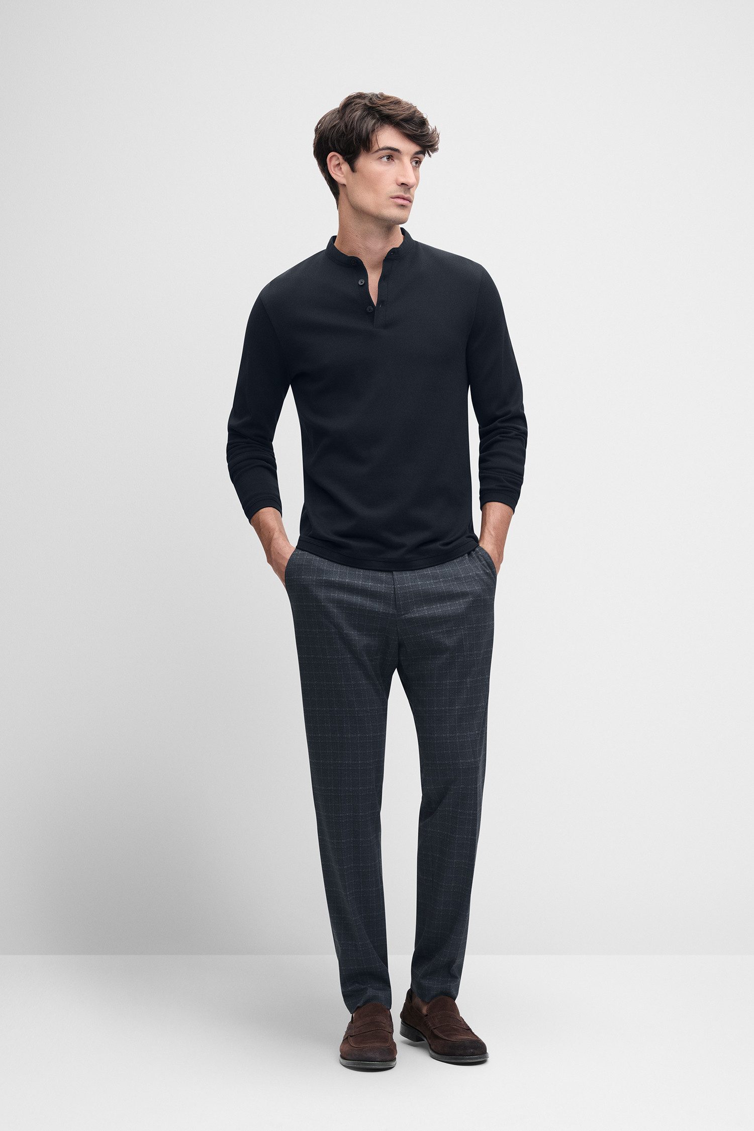 Cinque Langarmshirt CIBADO Stehkragen, Slim Fit, reine Baumwolle